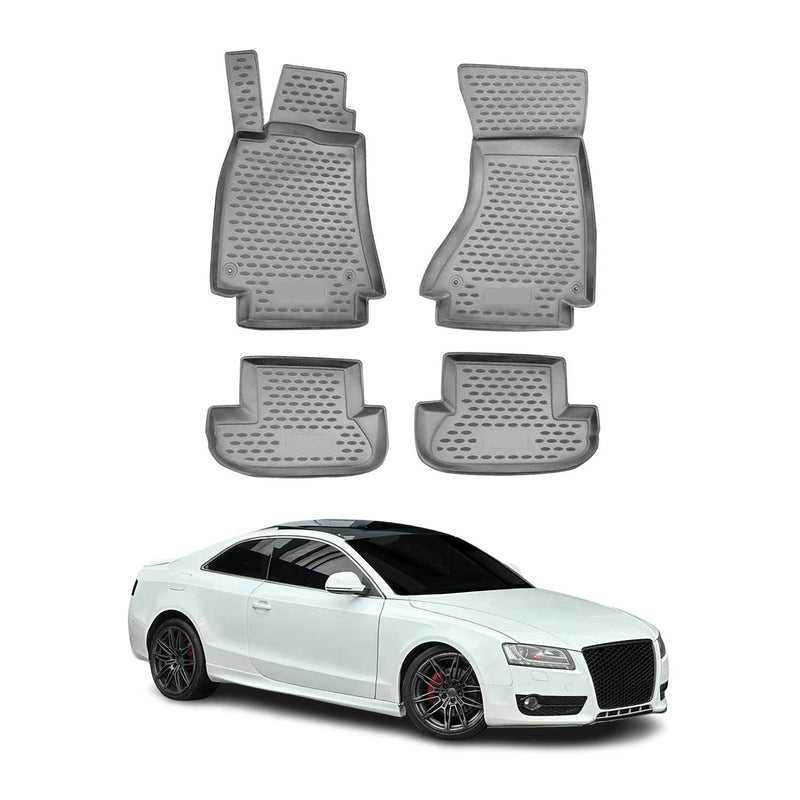 OMAC 3D Tapis de sol pour Audi A5 8T3 8F7 Cabrio Coupé 07-17 caoutchouc TPE Gris