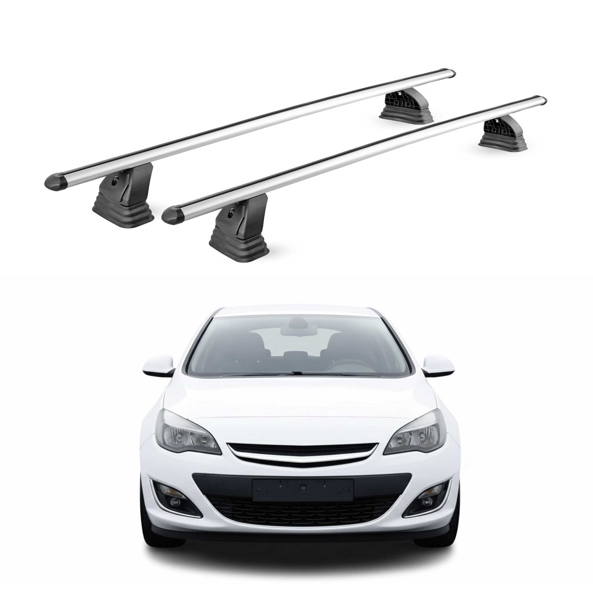 Barres de toit Alu pour Opel Astra J HB Break Berline 2009-2015 Gris 2Pcs