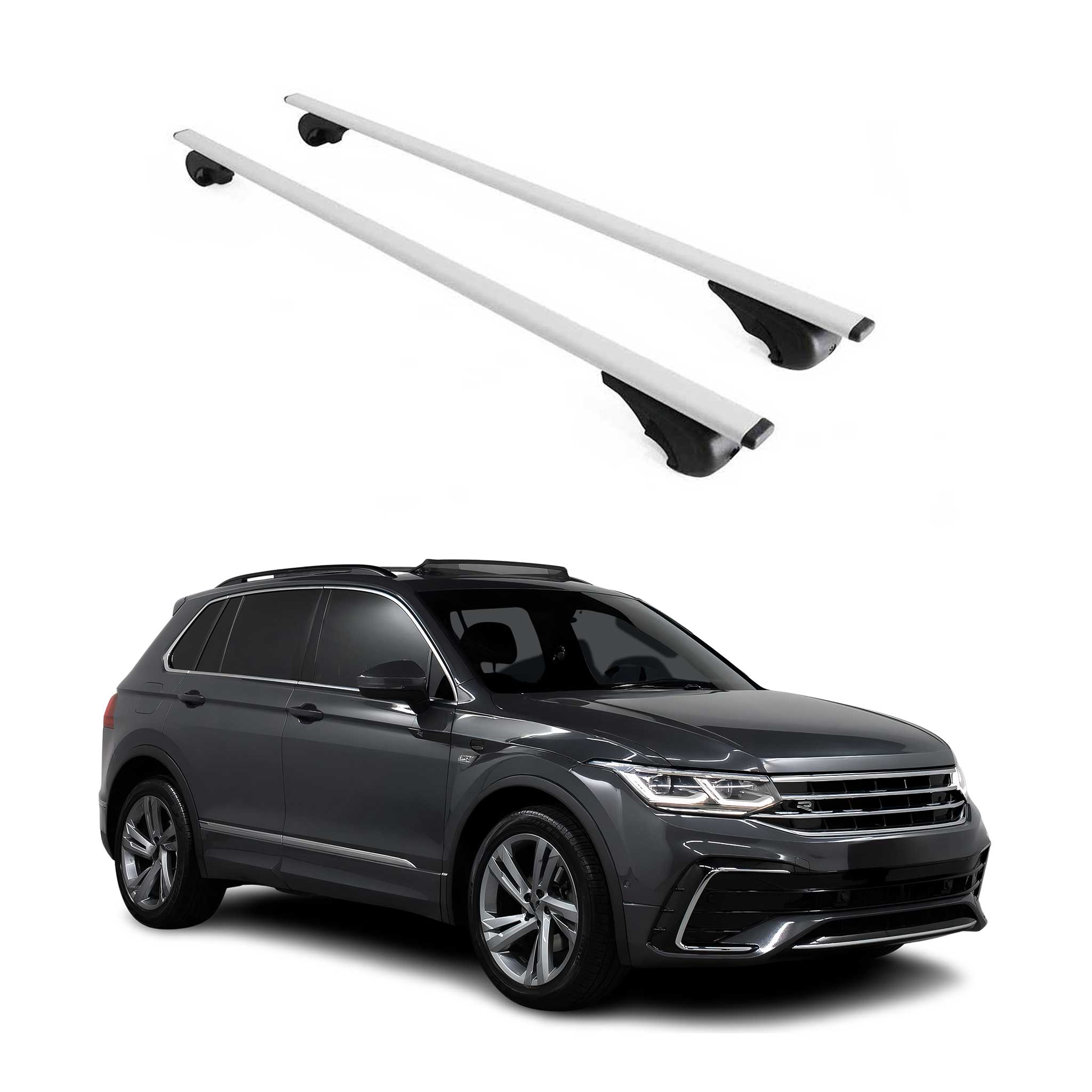 Barres de toit Transversales pour VW Tiguan 2016-2023 Fer Argent