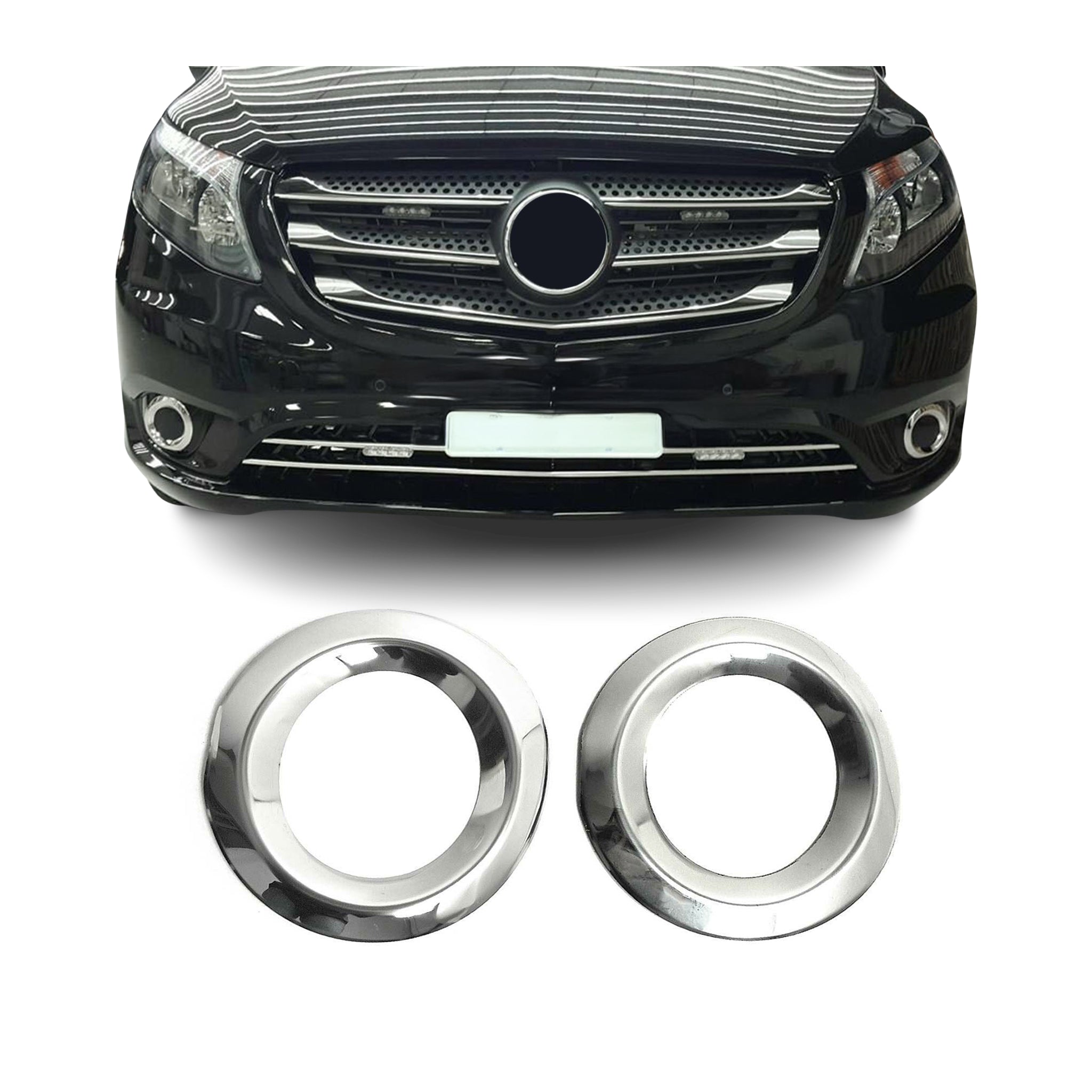 Cadres de phares antibrouillard pour Mercedes Vito W447 2014-2019 Pre-FL acier