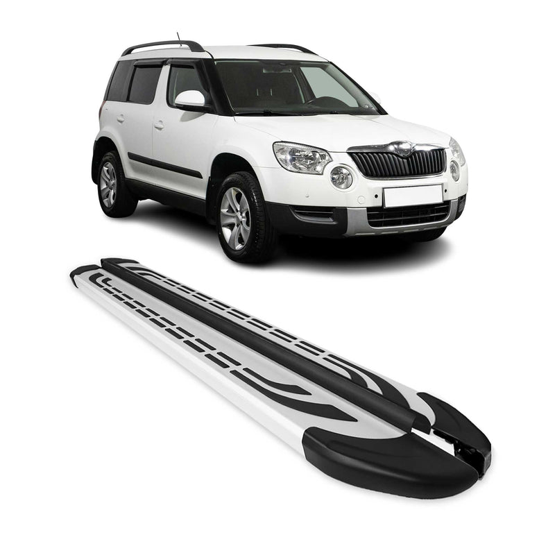 Marchepieds Latéraux pédale pour Skoda Yeti 2009-2017 Aluminium Gris 2Pcs