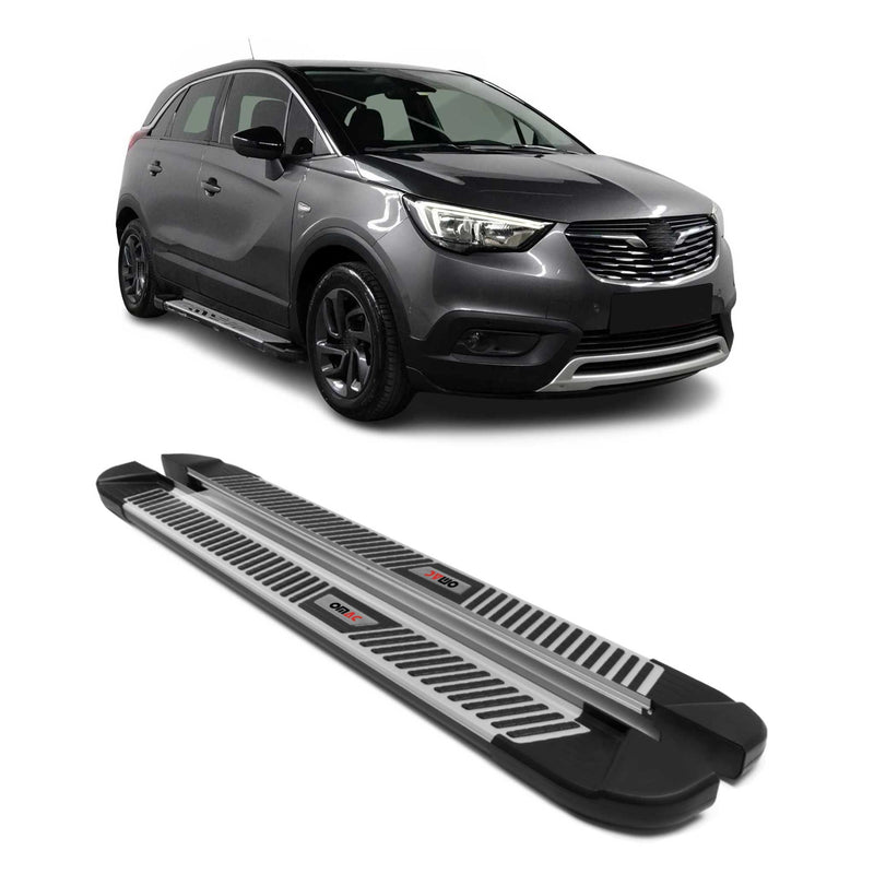 Marchepieds Latéraux pour Opel Crossland X 2017-2024 Aluminium Noir Gris 2Pcs