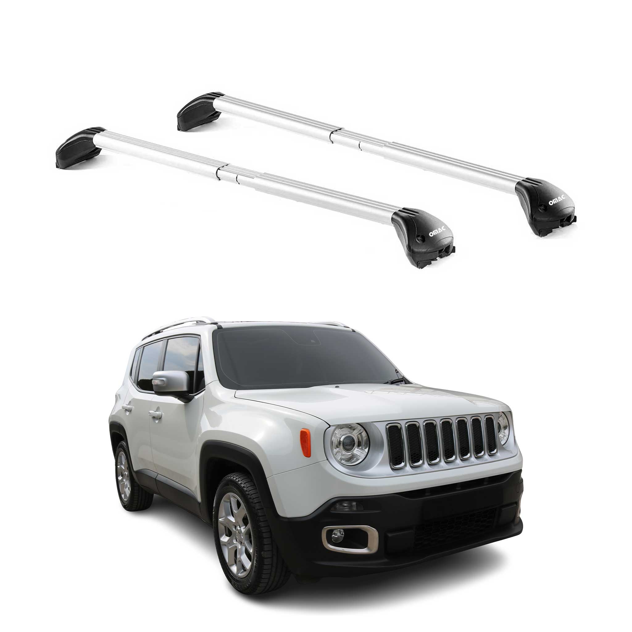 Barres de toit pour Jeep Renegade BU 2015-2025 5P Gris Argenté 2 pièces ABE