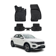 Tapis de sol pour Volkswagen T-Roc 2017-2025 Noir 3D en Caoutchouc TPE 4Pcs