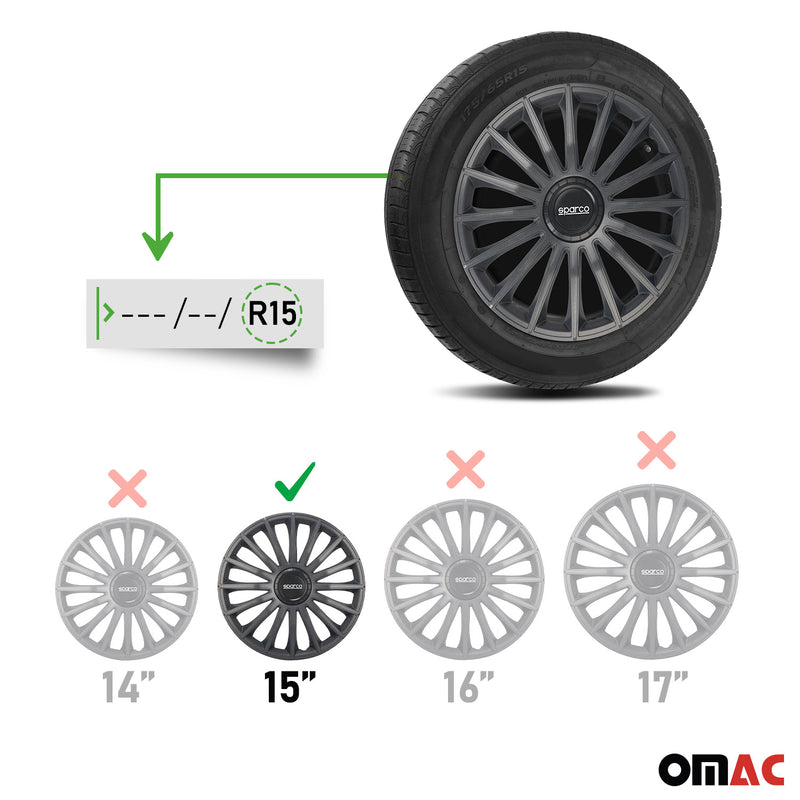 SPARCO Jeu Enjoliveurs de Roues 15 Pouces Gris en ABS 4 pcs