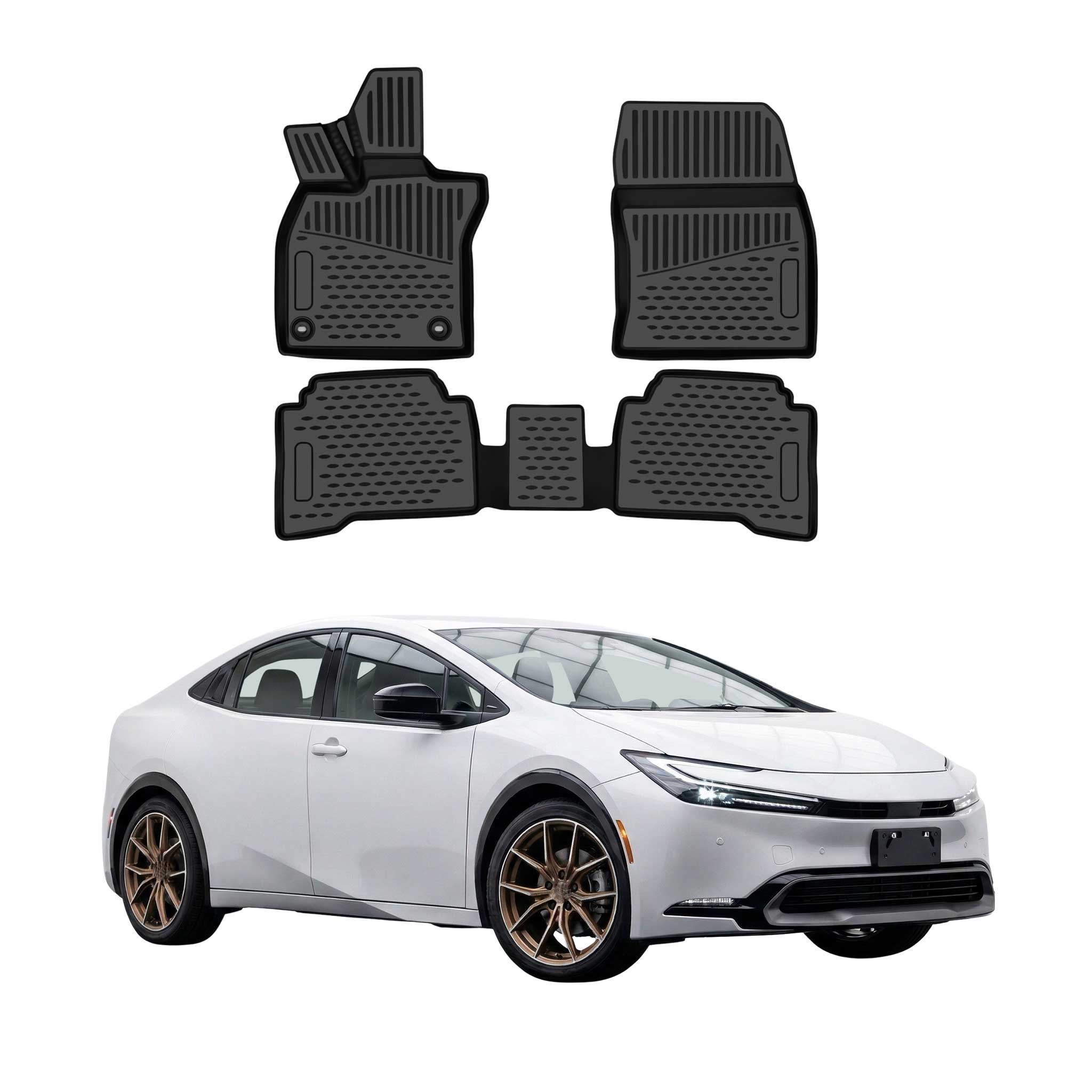 OMAC Tapis de sol pour Toyota Prius V 2022-2026 en caoutchouc Noir TPE 3Pcs