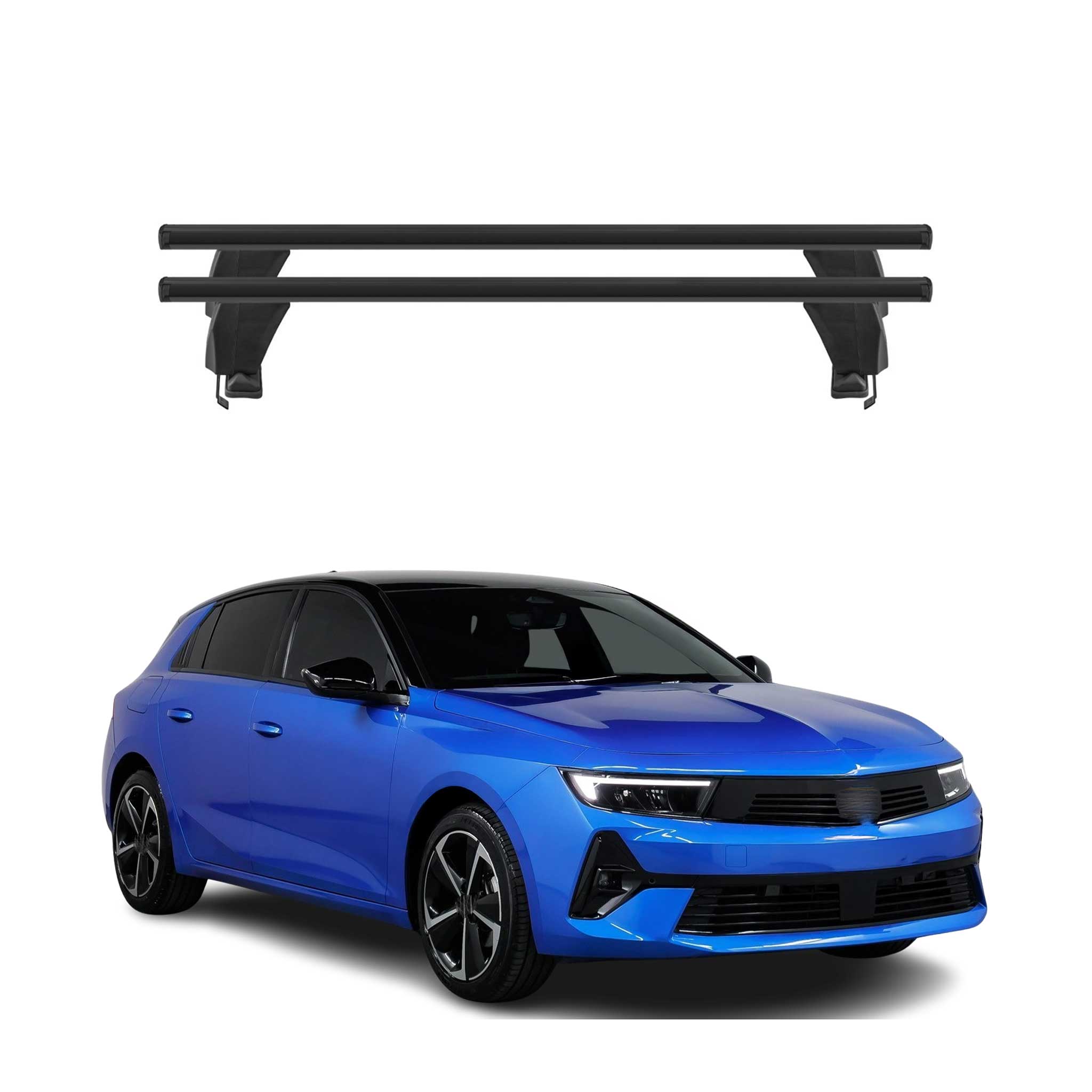 Menabo Barres de toit transversales pour Opel Asta L 2021-2026 Alu Noir 2x