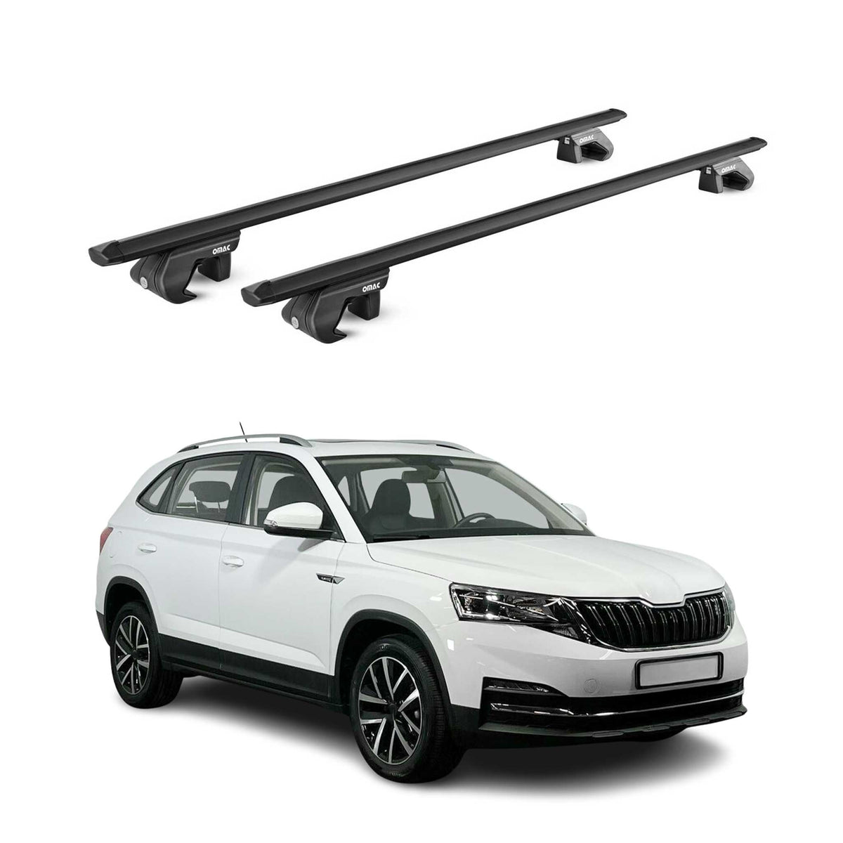 Barres de toit transversales pour Skoda Kamiq 2019-2026 Aluminium Noir 2x ABE