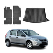 Kit Tapis de sol et coffre pour Dacia Sandero 2008-2012 HB TPE Noir