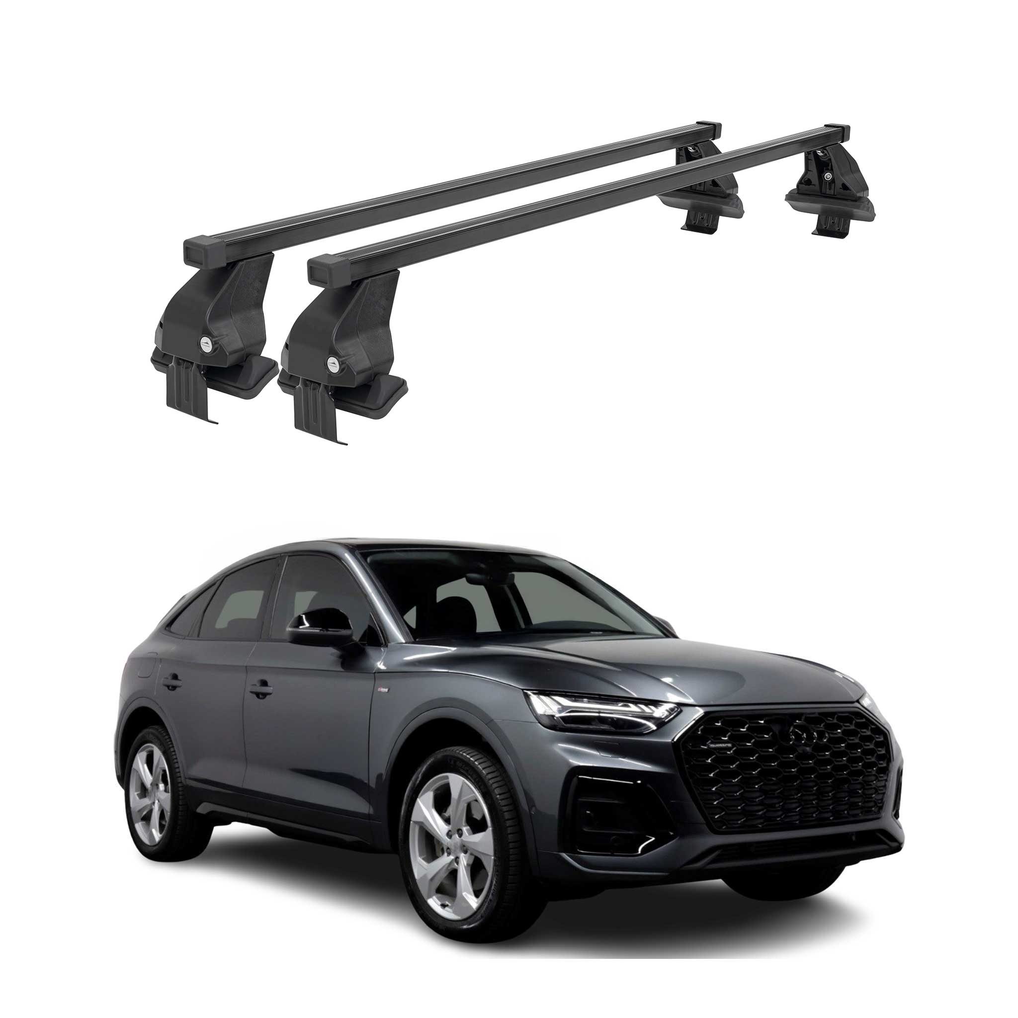 Menabo Barres de Toit Transversales pour Audi Q5 FYT 2021-2024 Alu Noir