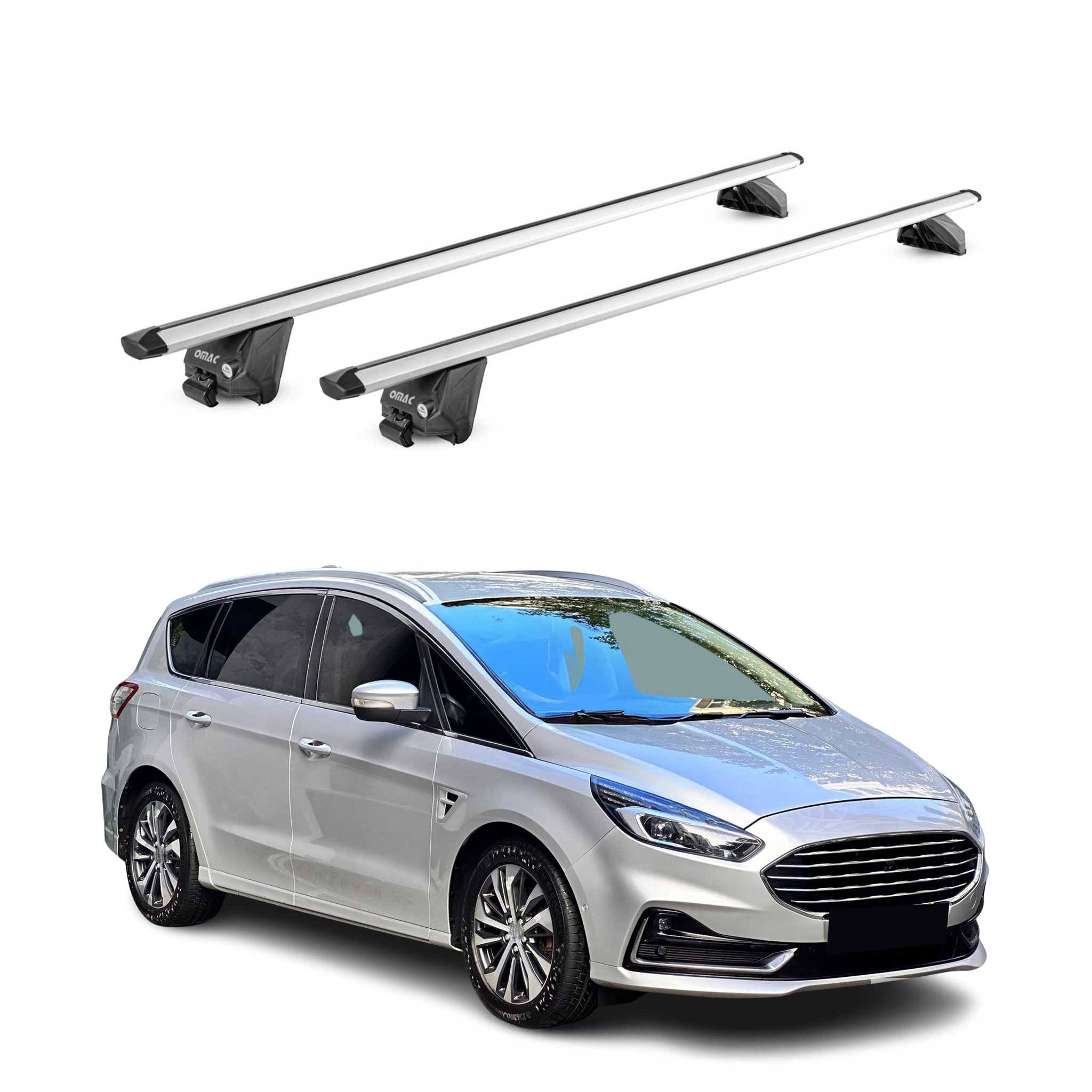 Barres de toit transversales pour Ford S-Max II 2015-2023 Alu Gris 2Pcs ABE