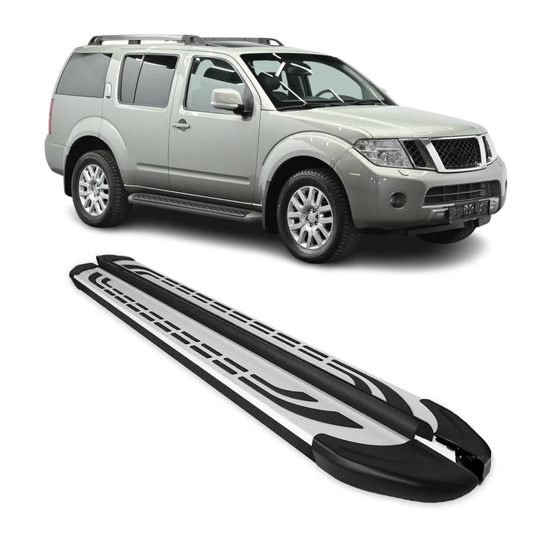Marchepieds Latéraux pour Nissan Pathfinder 2005-2012 Aluminium Gris Noir 2Pcs