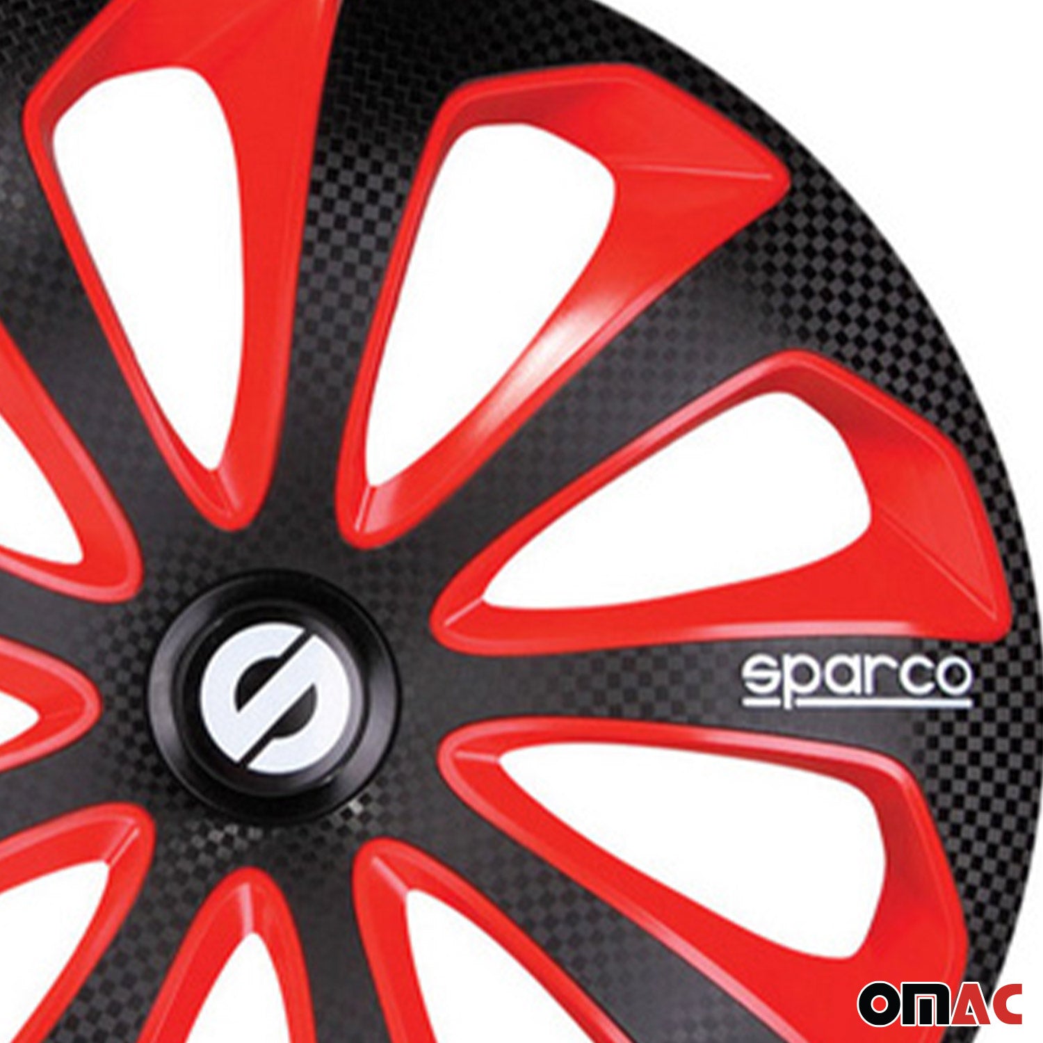 SPARCO Jeu Enjoliveurs de Roues 16 Pouces Rouge Carbone Noir 4Pcs