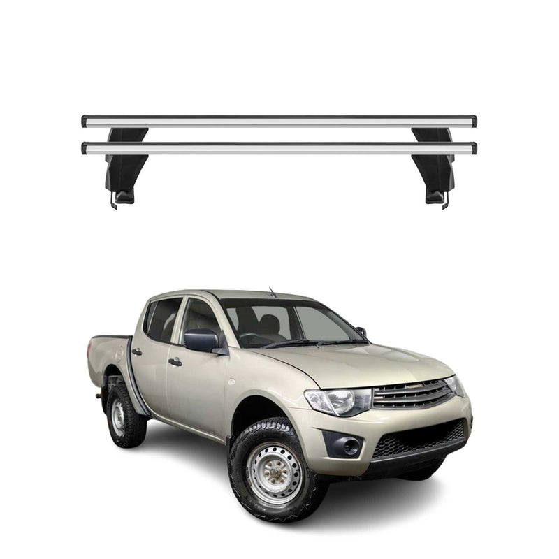 Menabo Barres de toit Transversales pour Mitsubishi L200 2006-2015 Alu Gris ABE