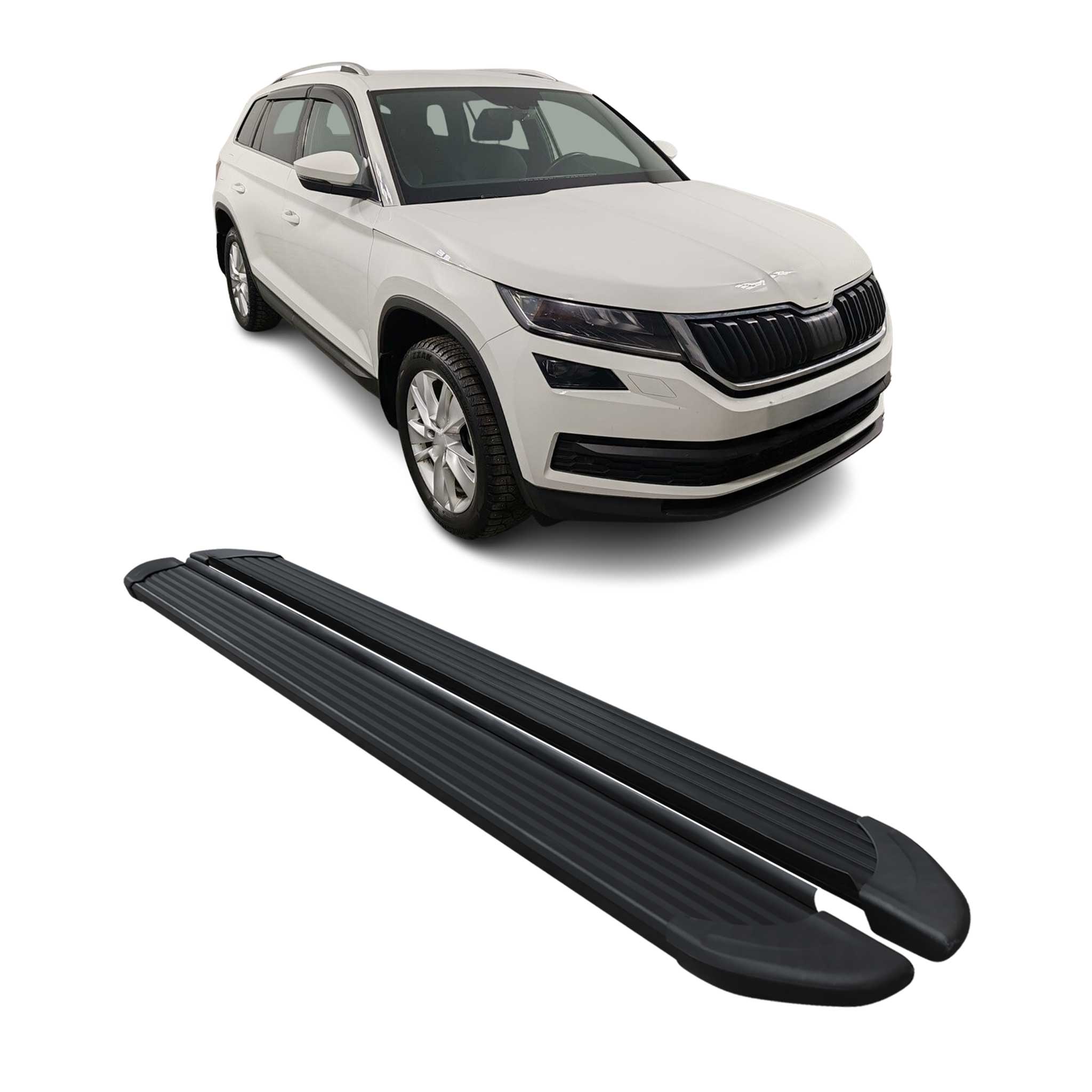 Marchepieds Latéraux pédale pour Skoda Kodiaq 2017-2023 Noir Aluminium 2Pcs