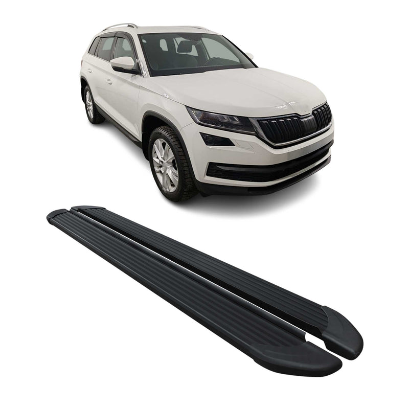 Marchepieds Latéraux pédale pour Skoda Kodiaq 2016-2024 Noir Aluminium 2Pcs