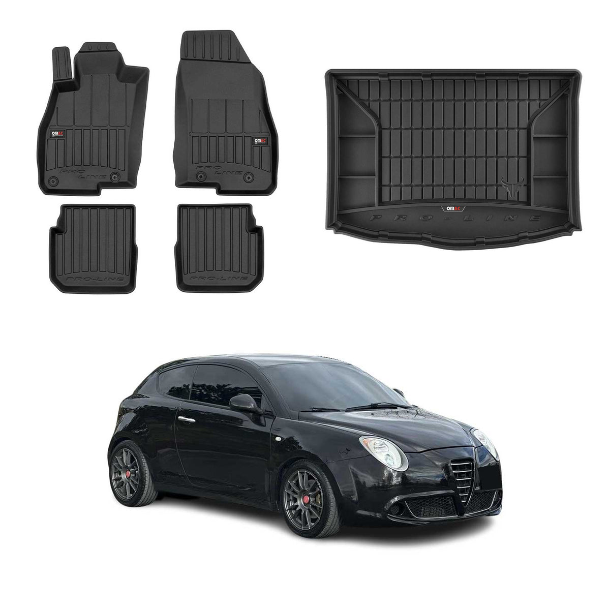 OMAC Kit Tapis de Sol et Coffre pour Alfa Romeo Mito 2008-2018