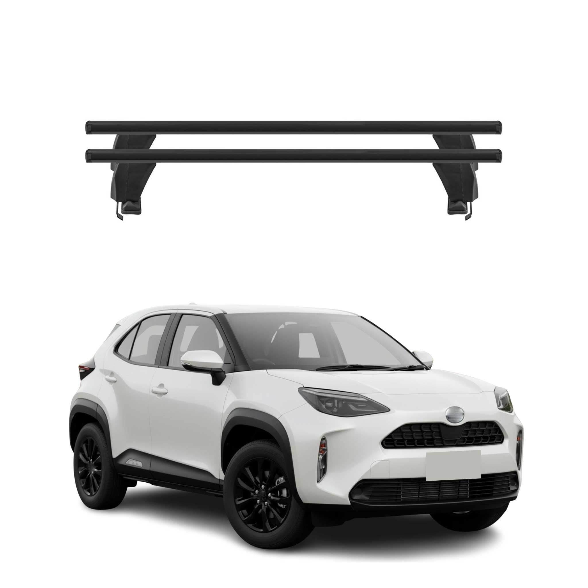 Menabo Barres de toit transversales pour Toyota Yaris Cross 2020-25 Alu Noir 2x