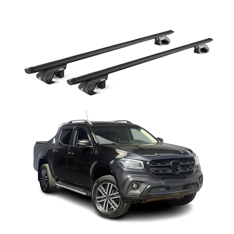 Barres de toit transversales pour Mercedes Classe X 470 2017-20 Alu Noir 2x ABE