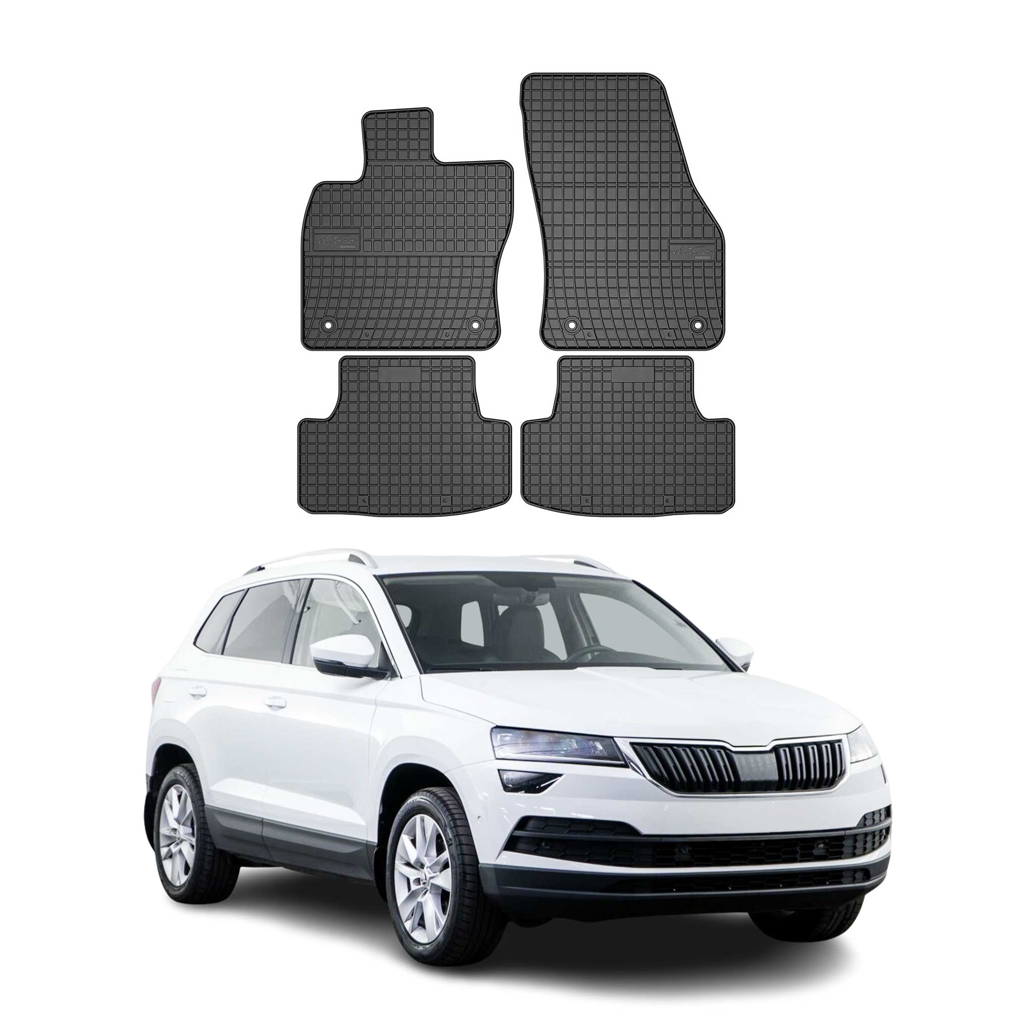 Tapis de Sol pour Skoda Karoq 2017-2026 OMAC Noir Caoutchouc