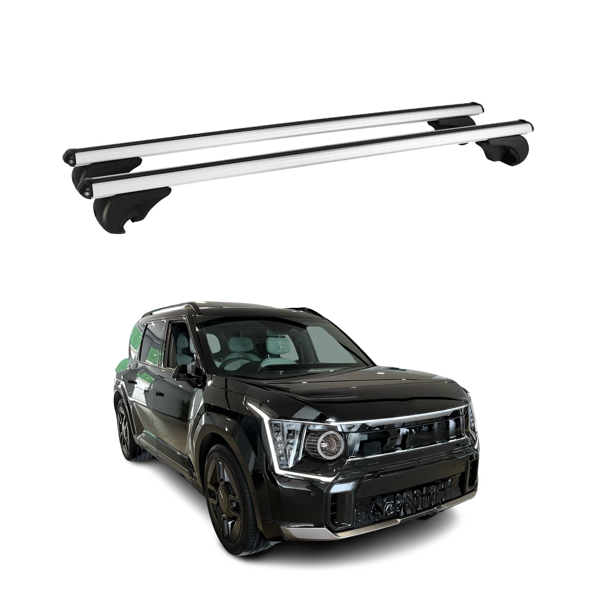Barres De Toit Transversales pour Kia EV9 GT-Line 2023-2025 Gris Alu 2 pcs