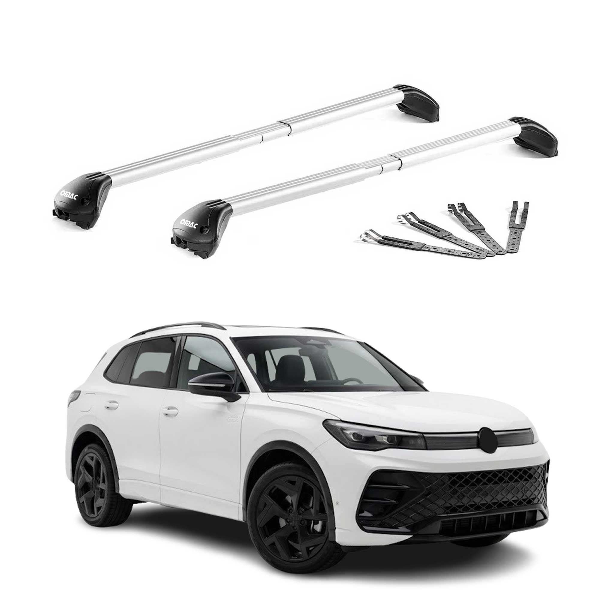 Barres de toit pour VW Tiguan mk3 2024-2026 Aluminium Gris Argenté 2 pièces ABE