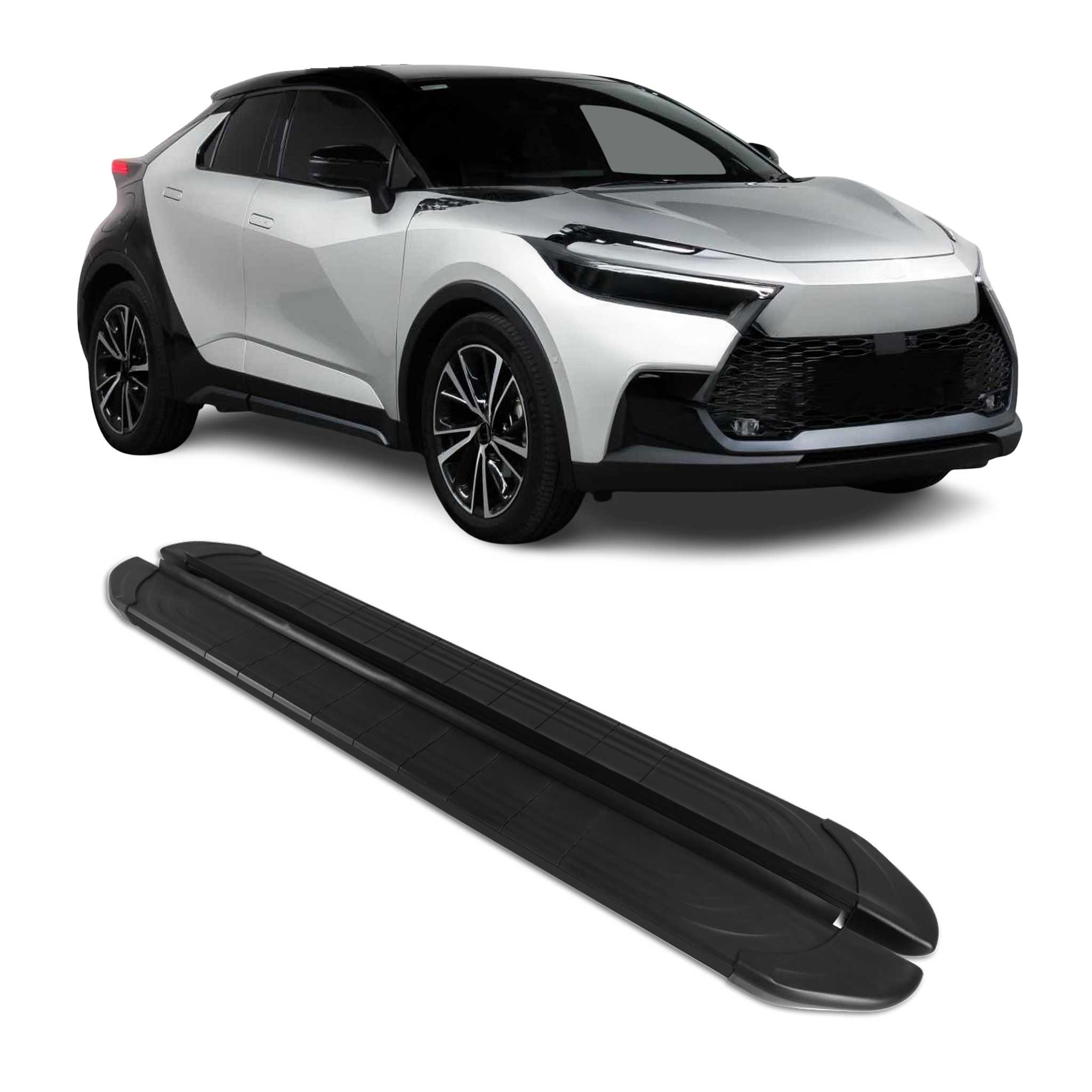 Marchepieds latéraux pédale pour Toyota C-HR AX20 2023-2026 2Pcs Aluminium Noir