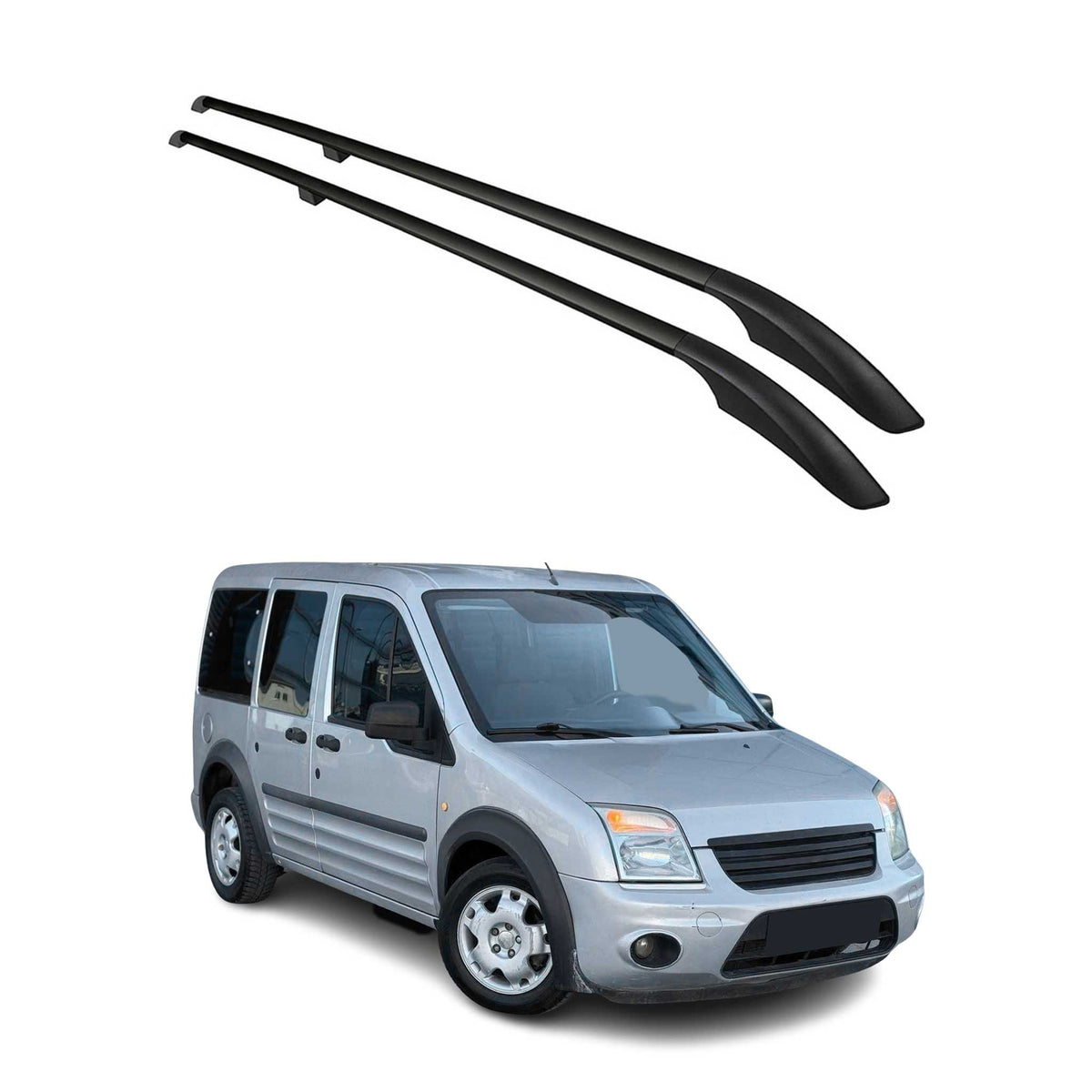 Barres de toit longitudinales pour Ford Transit Connect 2002-2014 L1 Alu Noir