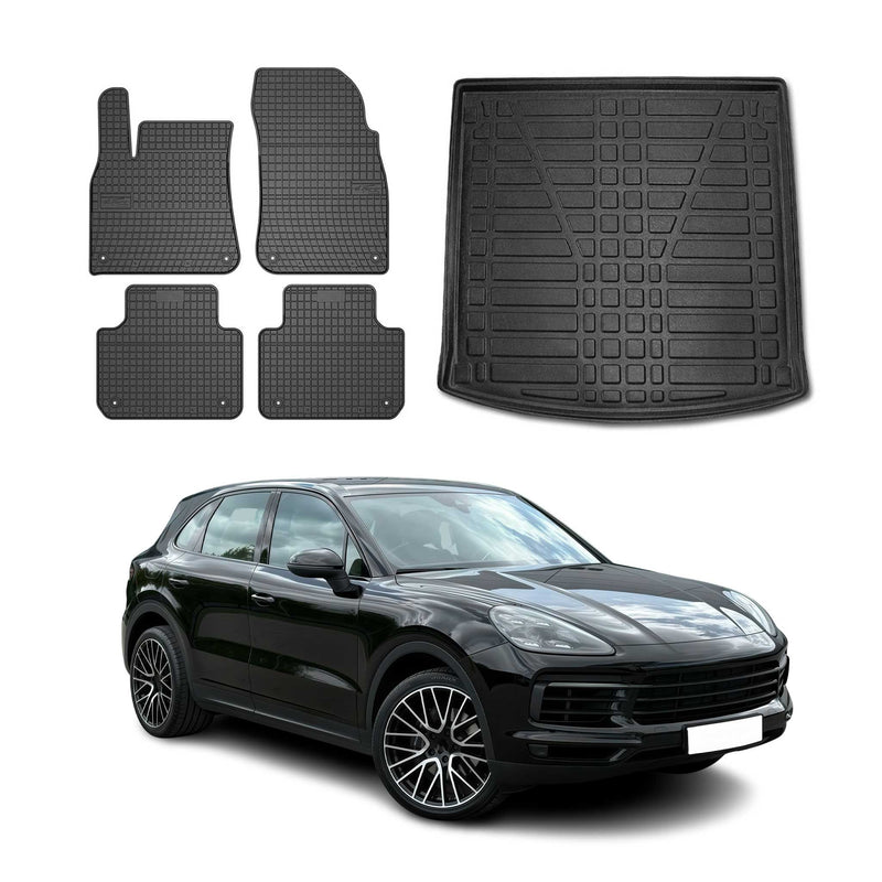 Kit Tapis de sol et coffre pour Porsche Cayenne PO536 2017-2024 TPE Noir