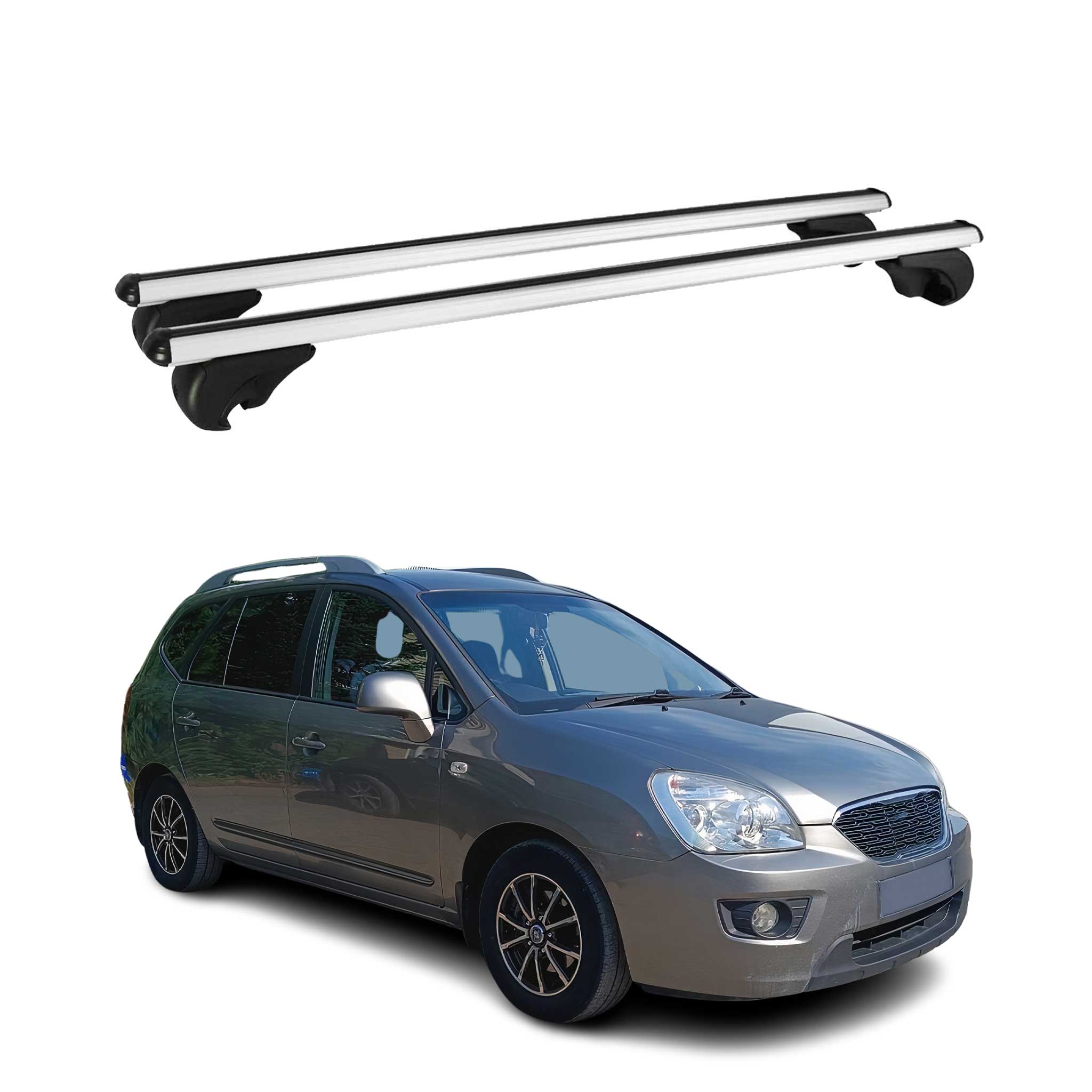 Barres de toit Transversales pour Kia Carens Kombi 2006-2013 Aluminium Argent