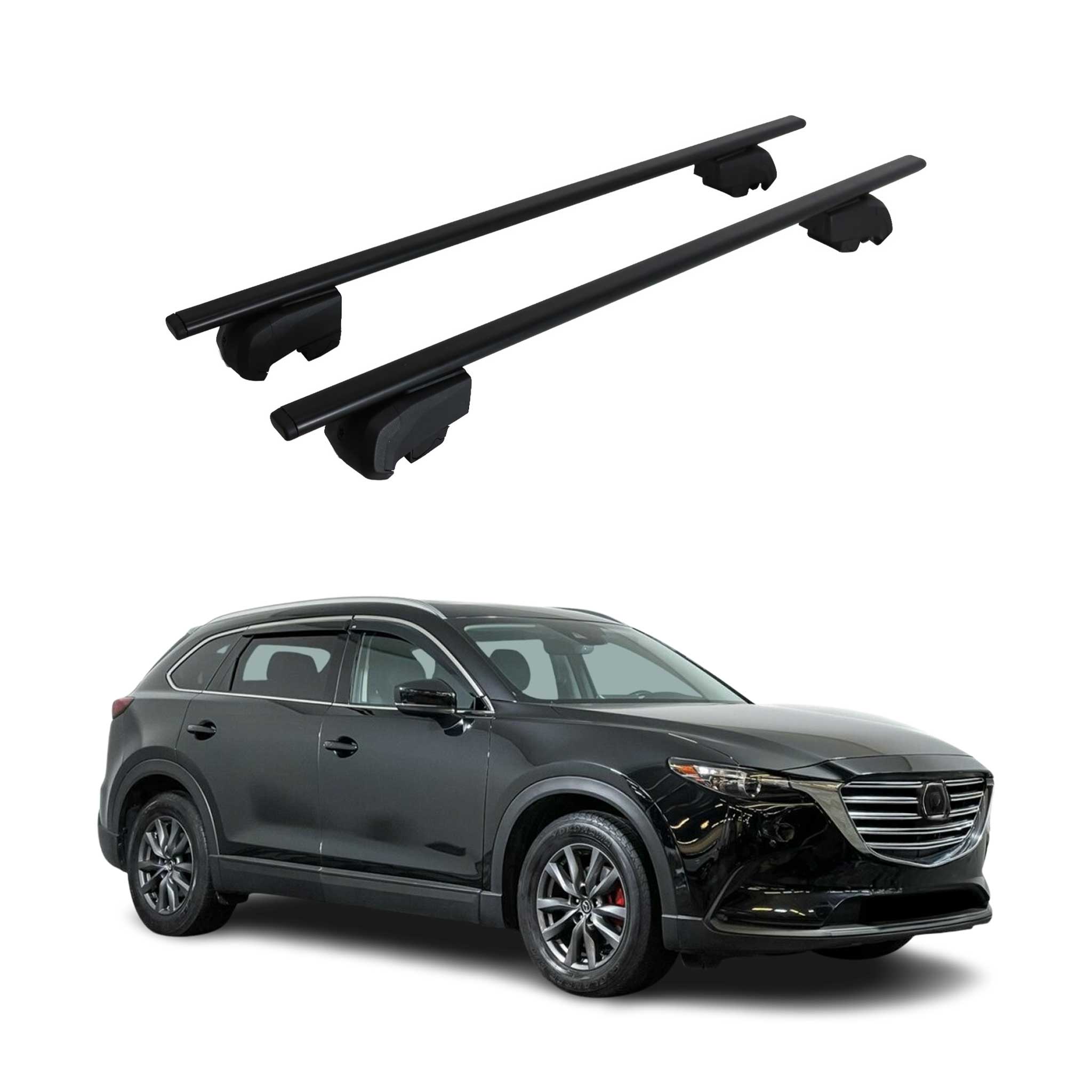 Barres de toit Transversales pour Mazda CX-9 2016-2023 Fer Noir ABE