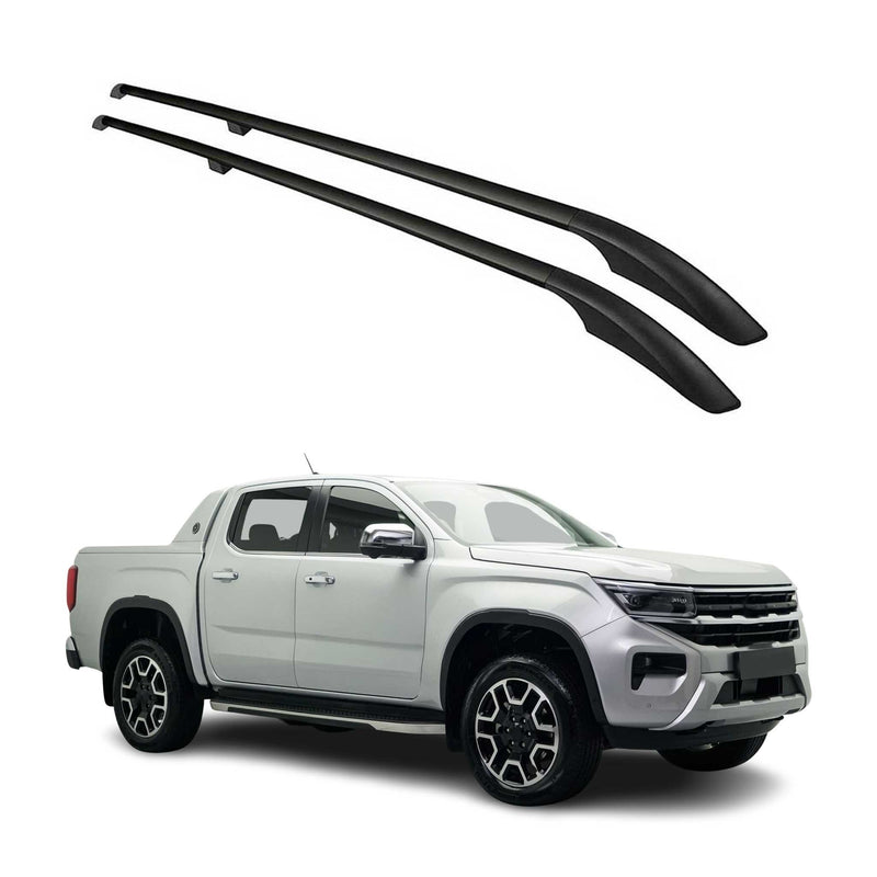 Barres de toit longitudinales pour VW Amarok 2022-2025 Double Cab Alu Noir 2 Pcs