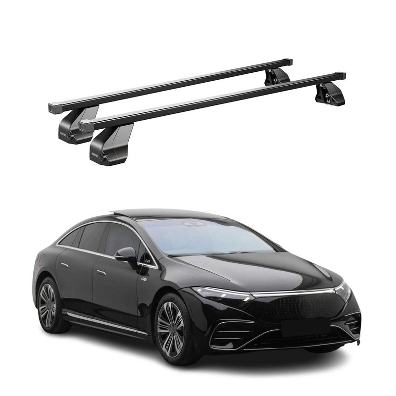 Menabo Barres de Toit Transversales pour Mercedes EQS V297 2021-2025 Alu Noir