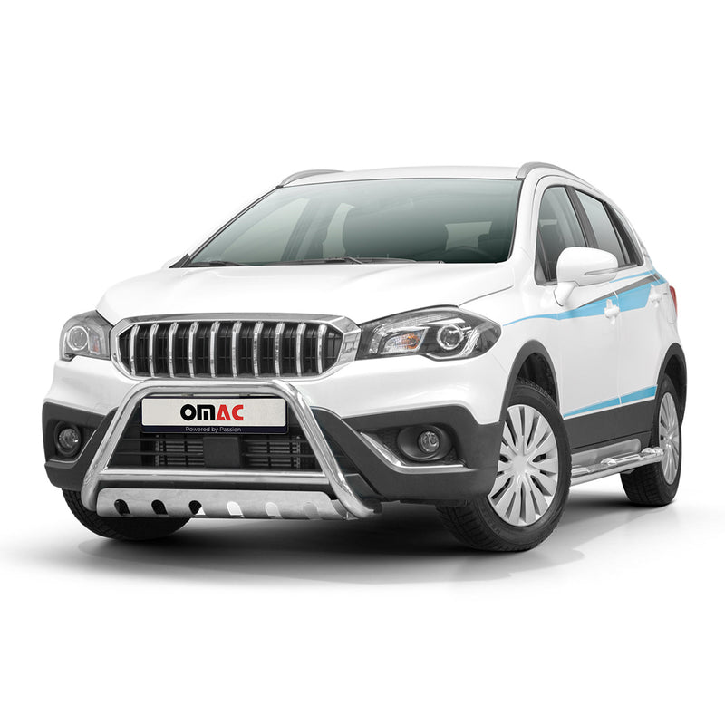 Pare-Buffle Avant Pour Suzuki SX4 S-Cross 2016-2021 Acier Inoxy Argent