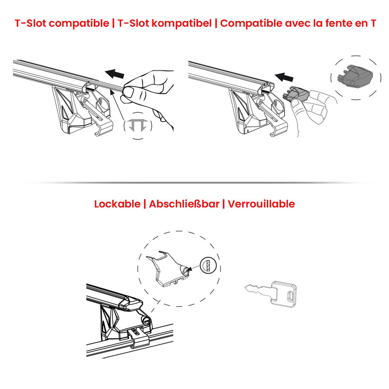 Barres de toit transversales pour Leapmotor C10 2023-2025 Alu Noir 2Pcs ABE