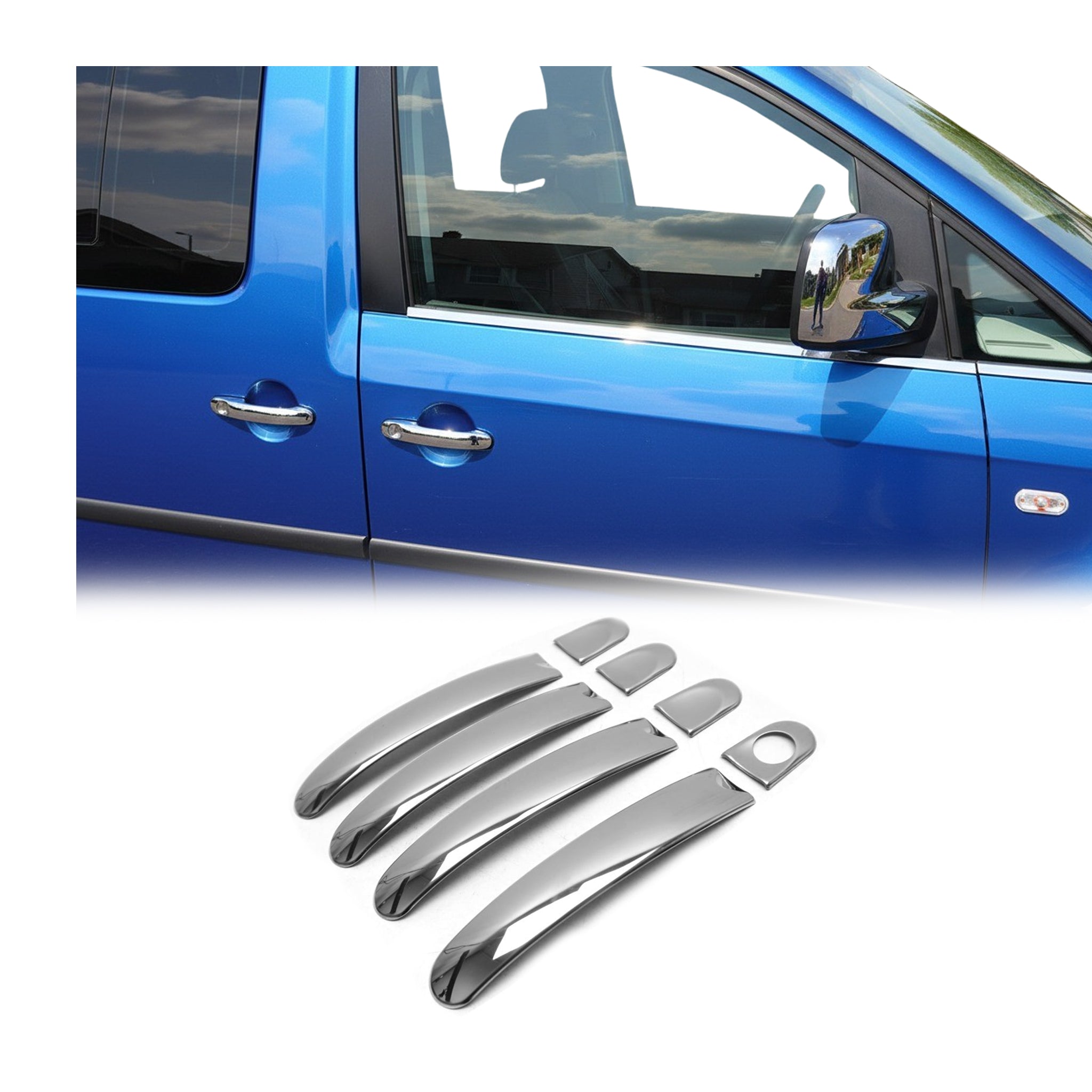 Couverture poignée de porte pour VW Touran I 2003-2015 4Portes Acier Argent 8Pcs
