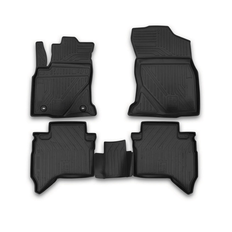 OMAC Tapis de sol pour Toyota Hilux 2015-2024 sur mesure en caoutchouc Noir