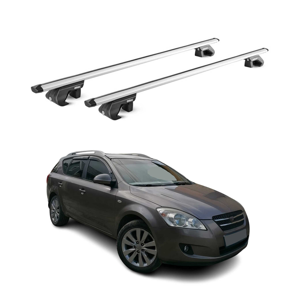 Barres de toit transversales pour Kia Cee'd Break ED 2007-2012 Alu Gris 2x ABE