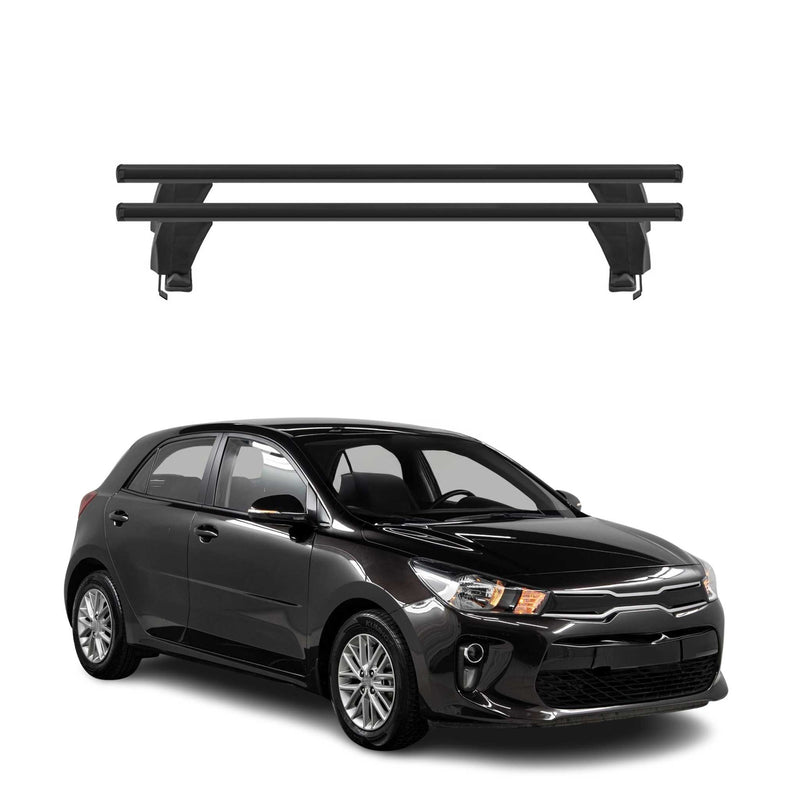 Menabo Barres de toit Transversales pour Kia Rio HB 2017-2025 Alu Noir ABE 2x