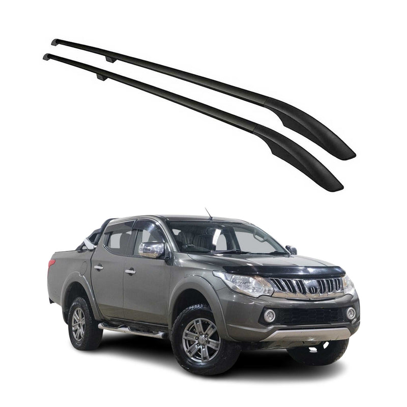 Barres de toit longitudinales pour Mitsubishi L200 Double Cab 2015-19 Alu Noir