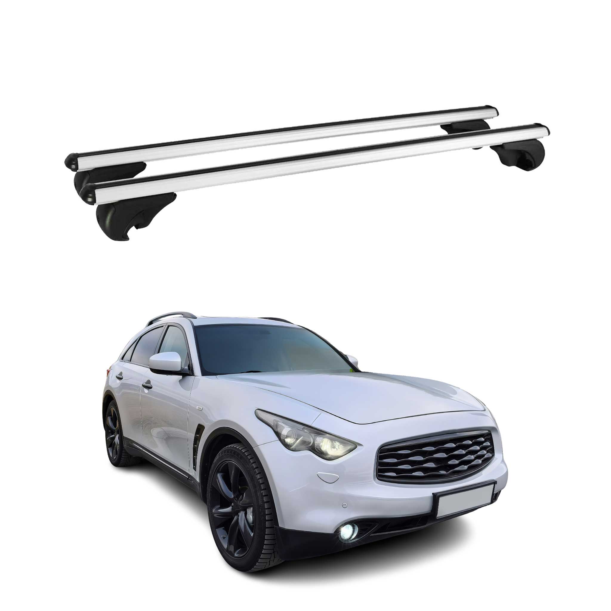 Barres de toit Transversales pour Infiniti FX50 2009-2013 Aluminium Noir