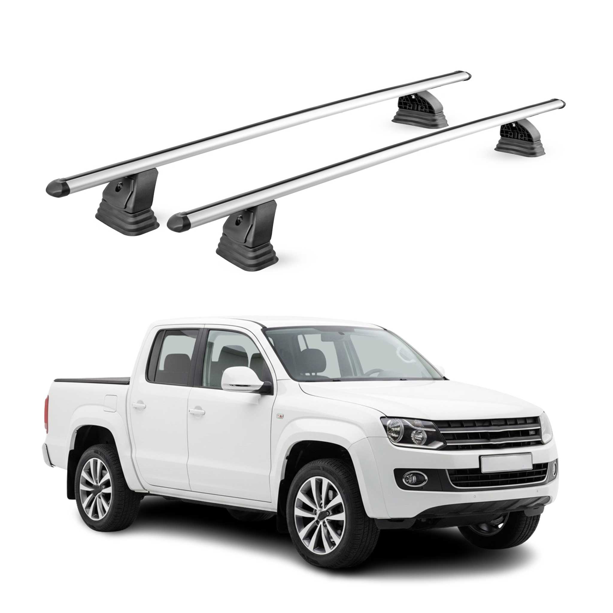Barres de toit transversales Alu pour VW Amarok I 2010-2020 TÜV 75 kg Gris 2Pcs