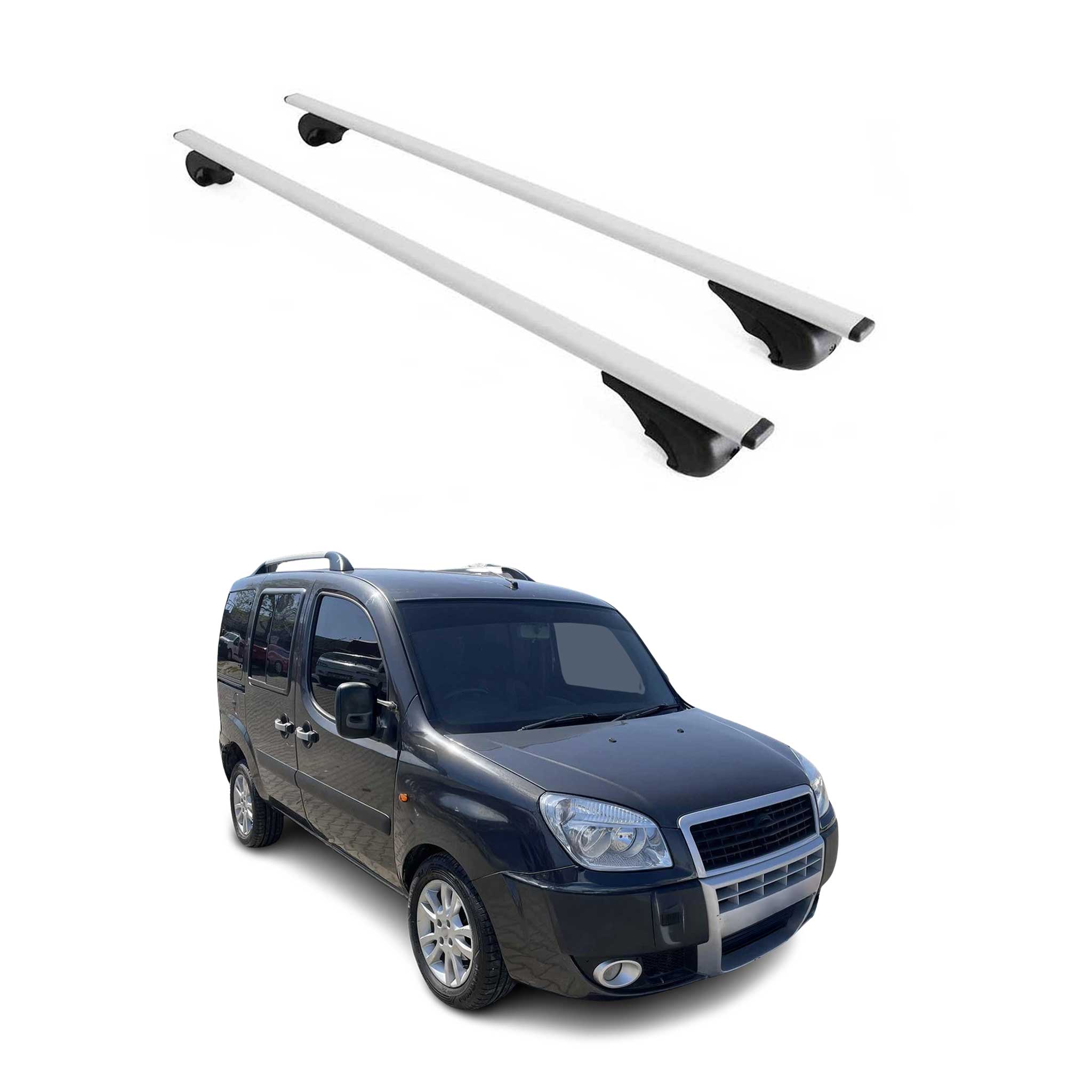 Barres de toit Transversales pour Fiat Doblo 2000-2009 Fer Argent