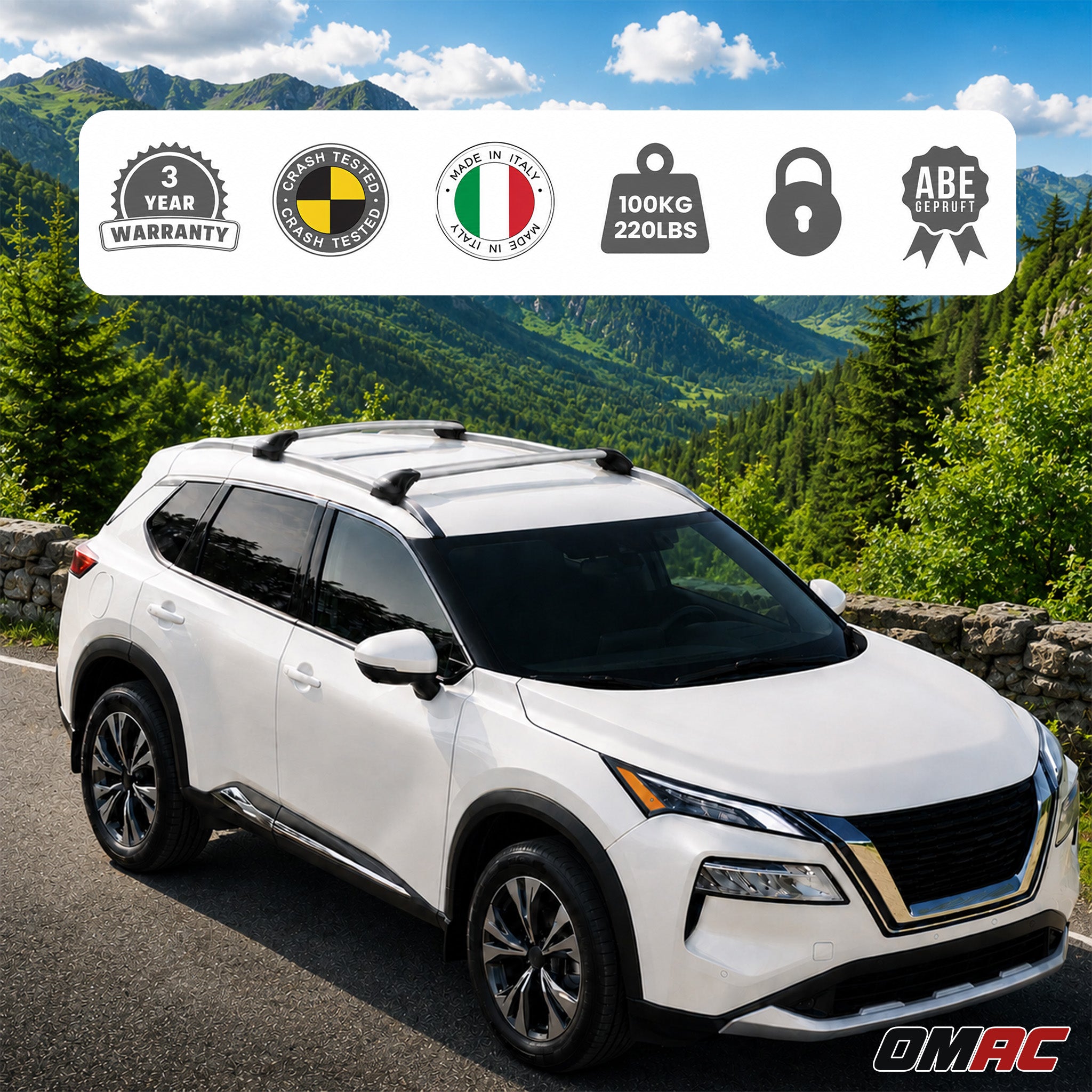 Barres de toit transversales pour Kia Ceed III Break 2019-2026 Alu Gris ABE