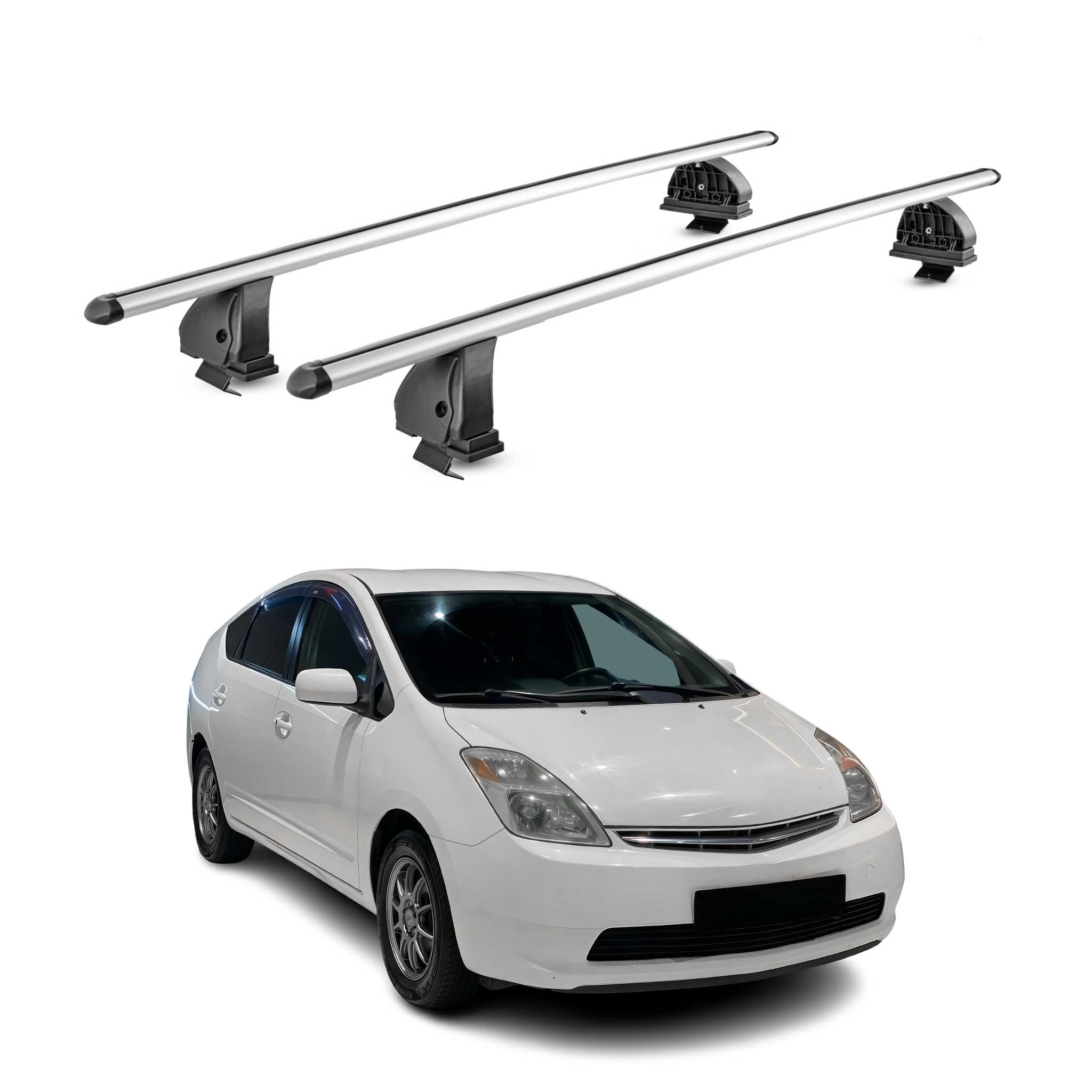 Barres de toit transversales Alu pour Toyota Prius II XW20 2003-2009 TÜV Gris 2x