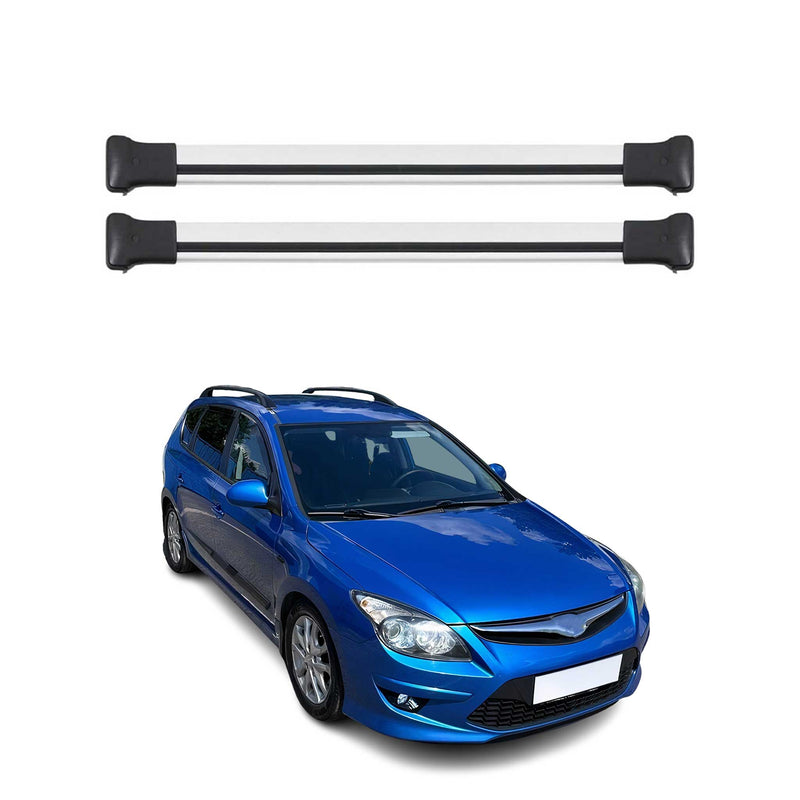 Barres de toit transversales pour Hyundai i30 2007-2012 Aluminium Gris