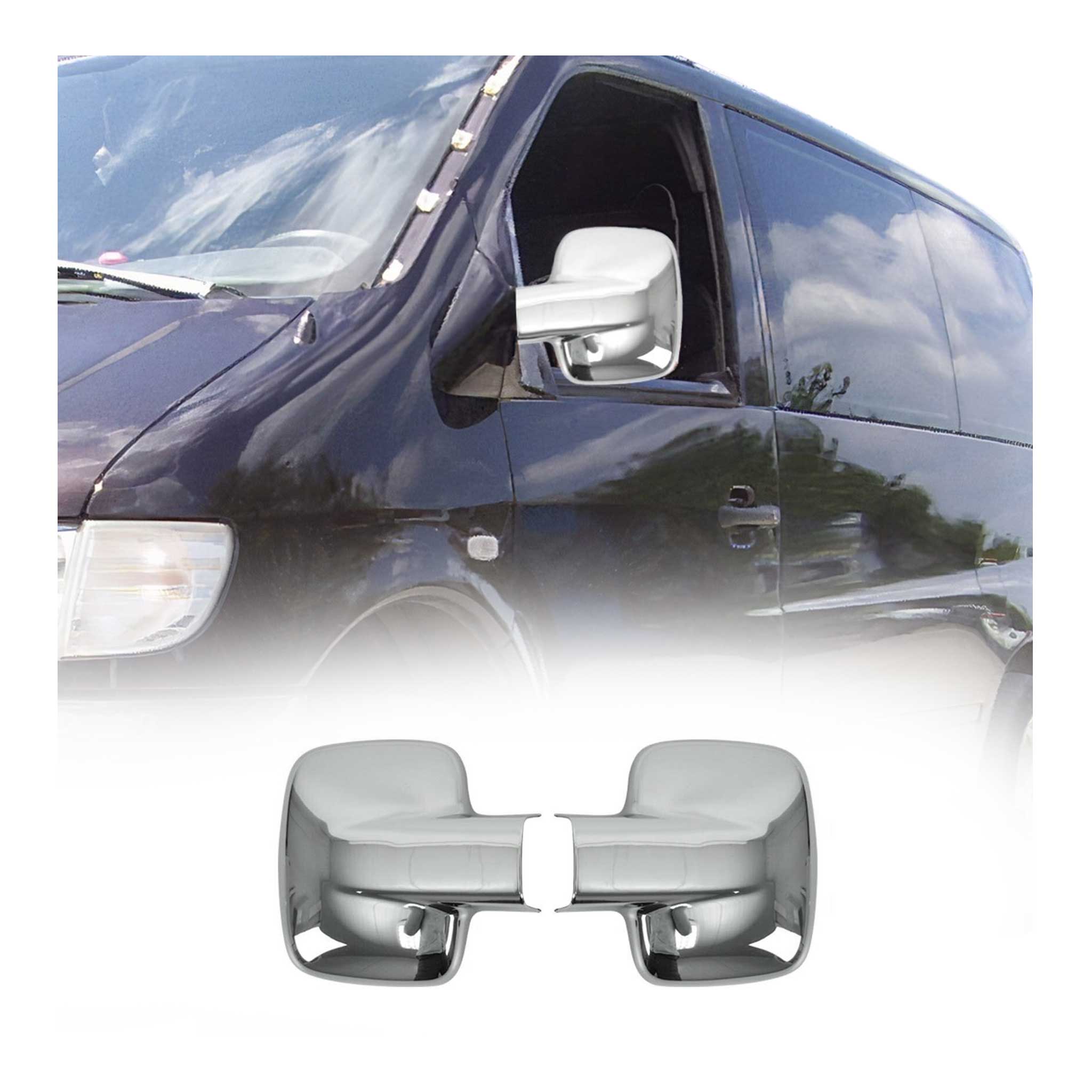 Coques de Rétroviseurs pour Mercedes Vito W638 1996-2003 en ABS Argent