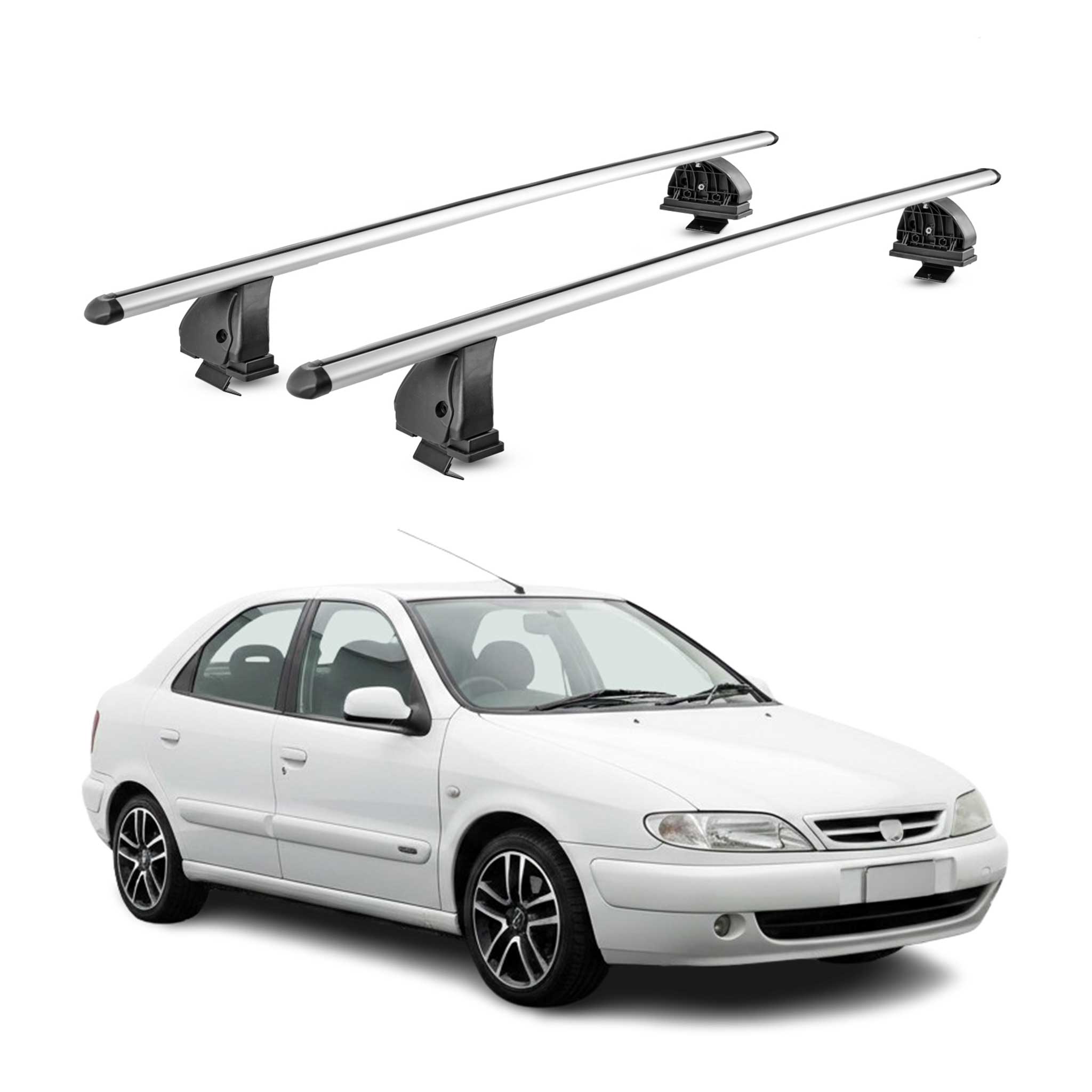 Barres de toit transversales Alu pour Citroen Xsara 1997-2006 TÜV 75 kg Gris 2x