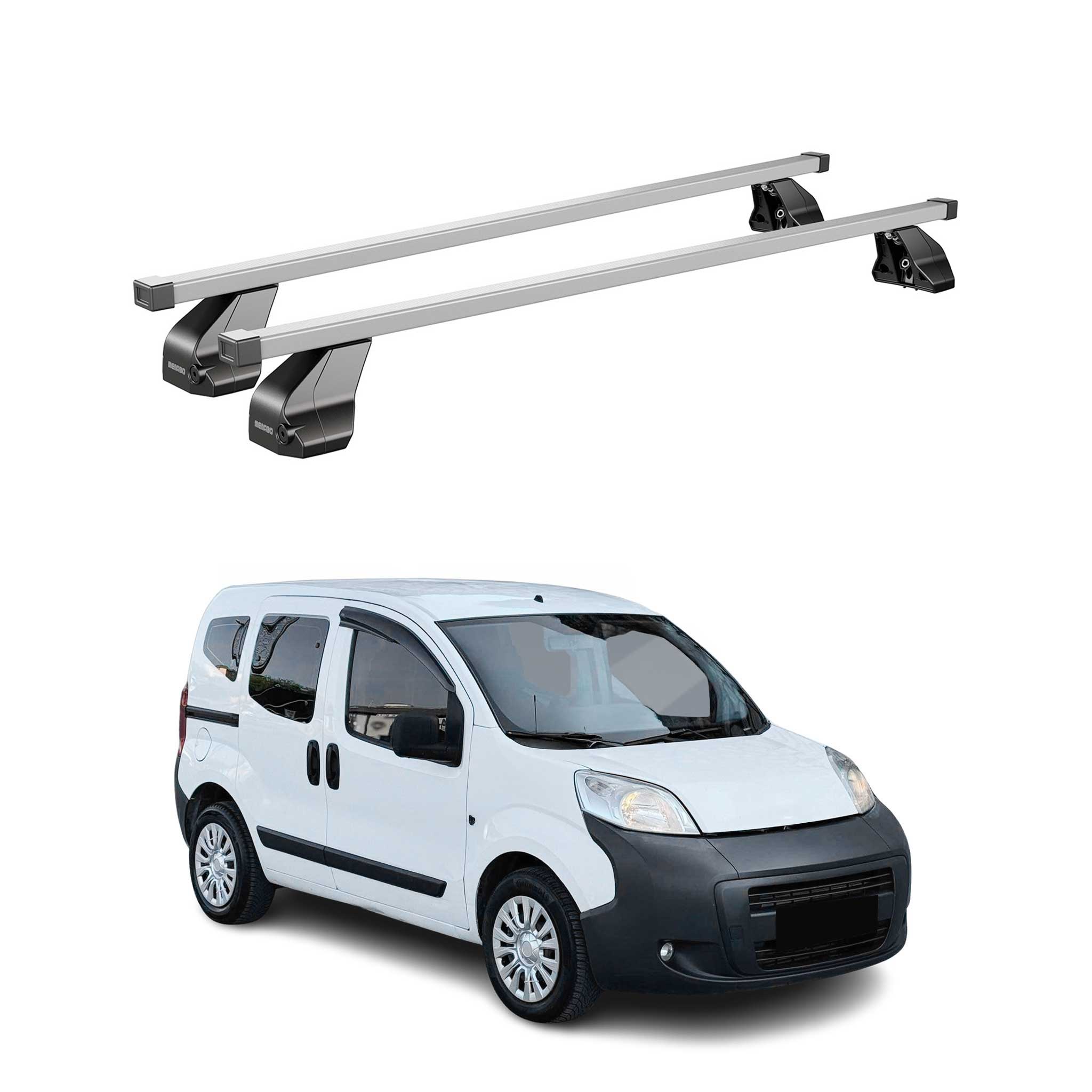 Barres de toit transversales pour Peugeot Bipper 2008-2014 Acier Gris