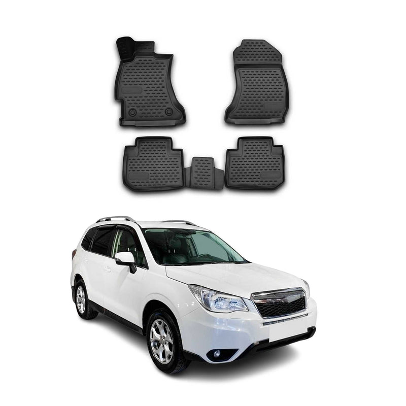 Tapis de sol pour Subaru Forester 2013-2019 en caoutchouc TPE 3D Noir 4Pcs